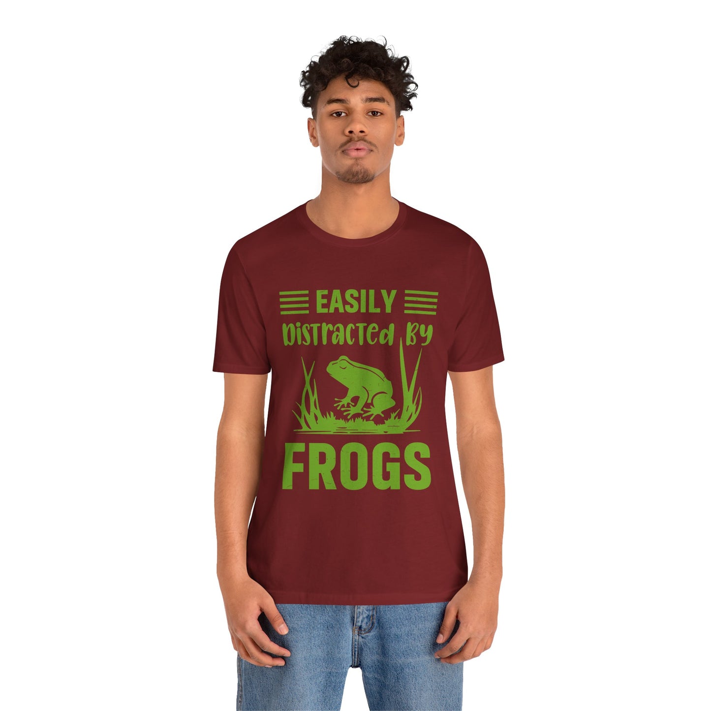 "Easily Distracted by Frogs" Print Unisex Jersey Tee - Casual Everyday Wear - Great for Reptile Lovers