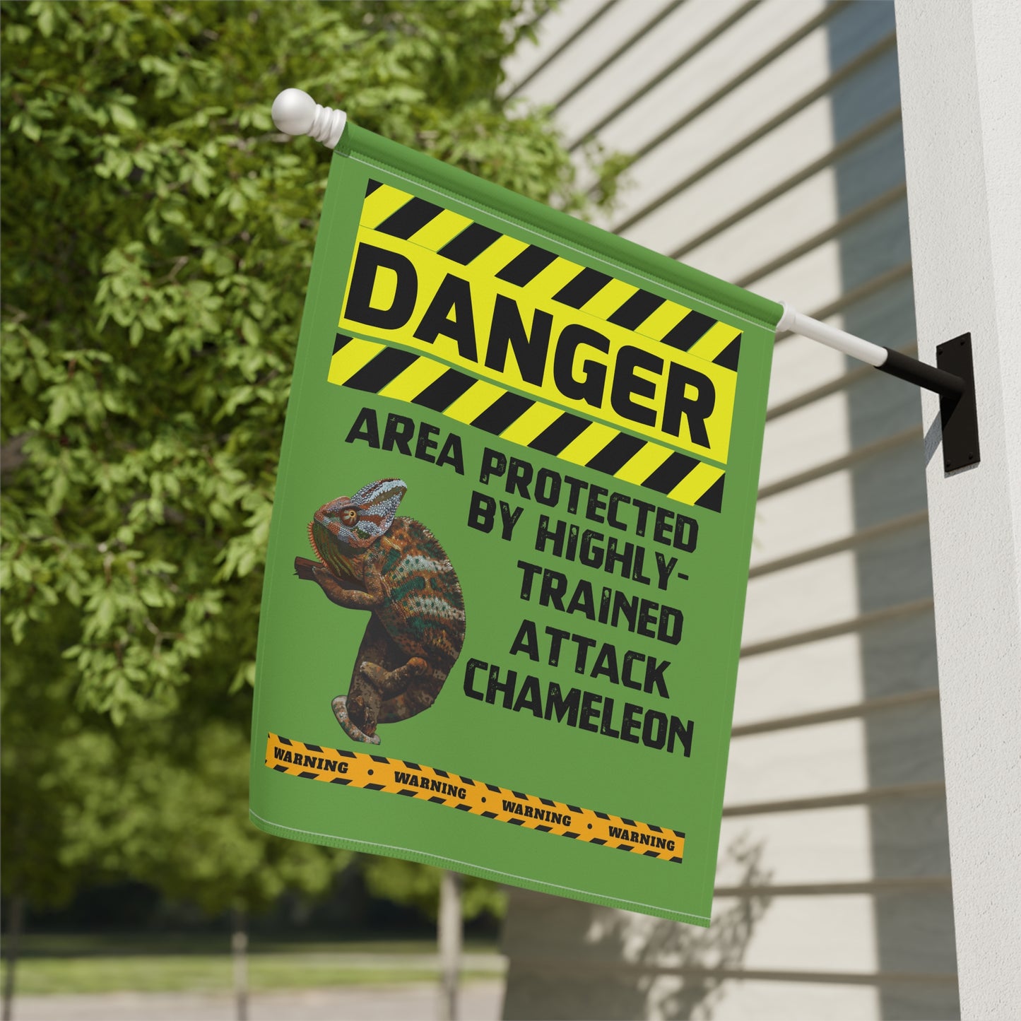 Chameleon Danger Garden House Banner - Customizable Outdoor Decor to Showcase Your Love of Reptiles