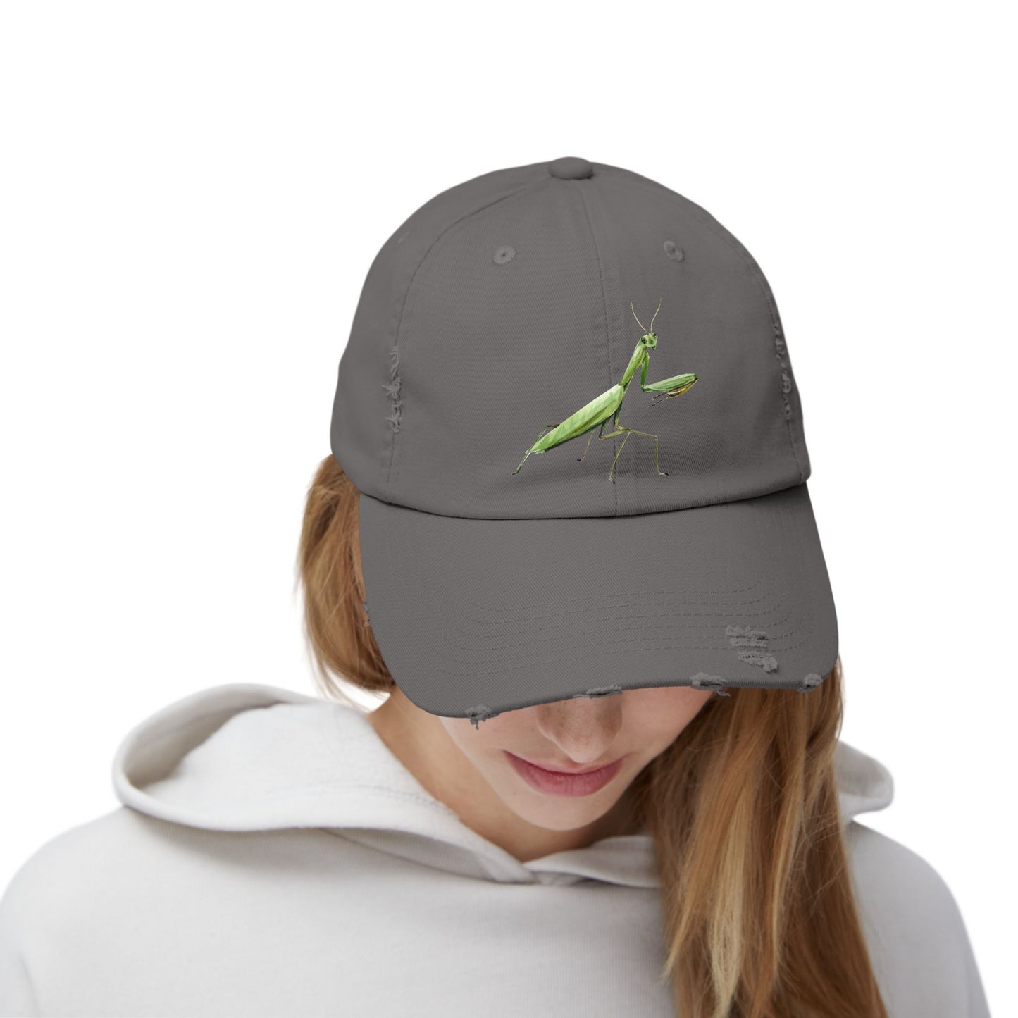 Praying Mantis Unisex Distressed Cap - Casual Streetwear Hat for Everyday Use - Great for Reptile Lovers