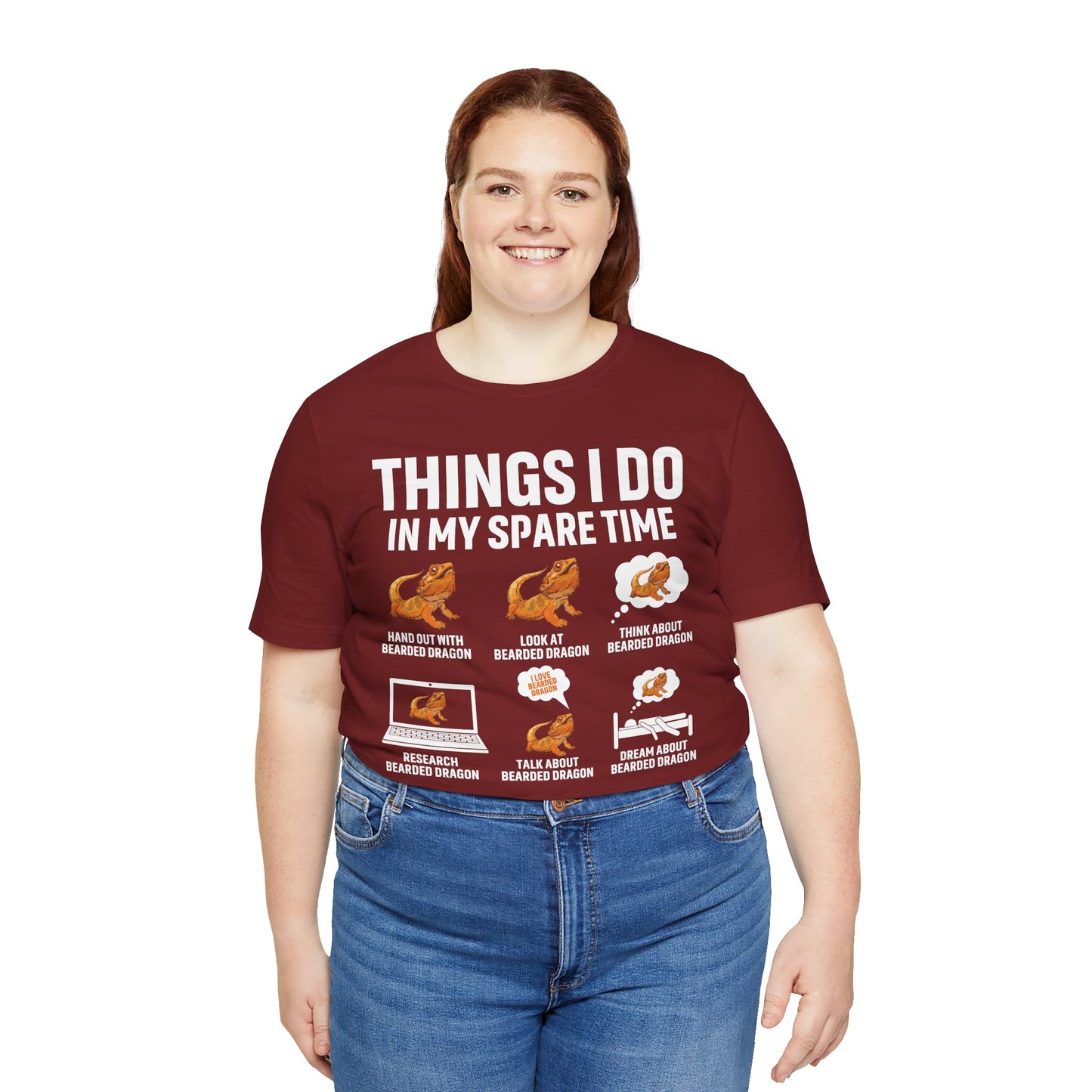 "Things I Do in My Spare Time..Beardie" Unisex Jersey Tee - Casual Everyday Wear - Great for Reptile Lovers