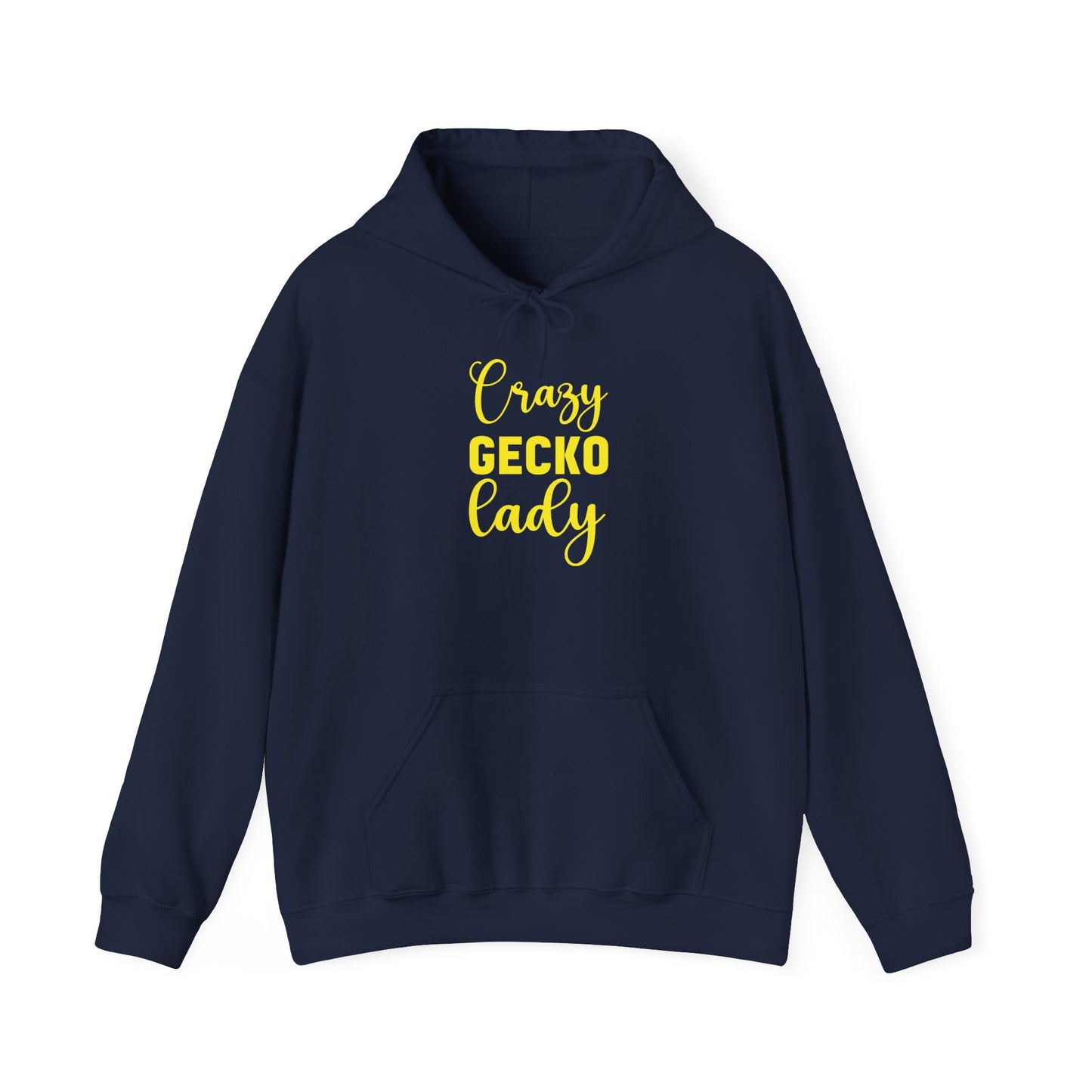 "Crazy Gecko Lady" Unisex Hooded Sweatshirt with Bold Print - Great for Reptile Lovers