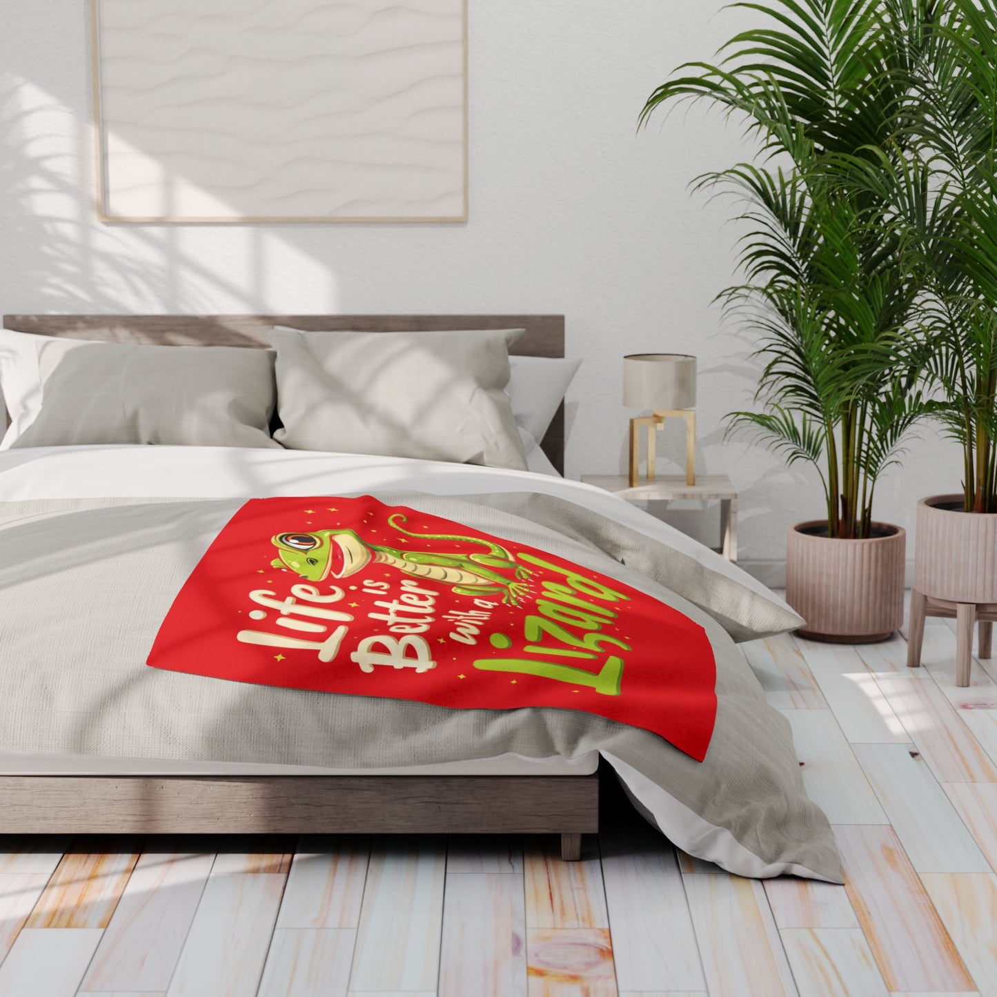 "Life is Better with a Lizard" Cozy Arctic Fleece Blanket | Perfect for Home Decor, Gifting, and Cozy Nights - Snuggle up with a Reptile