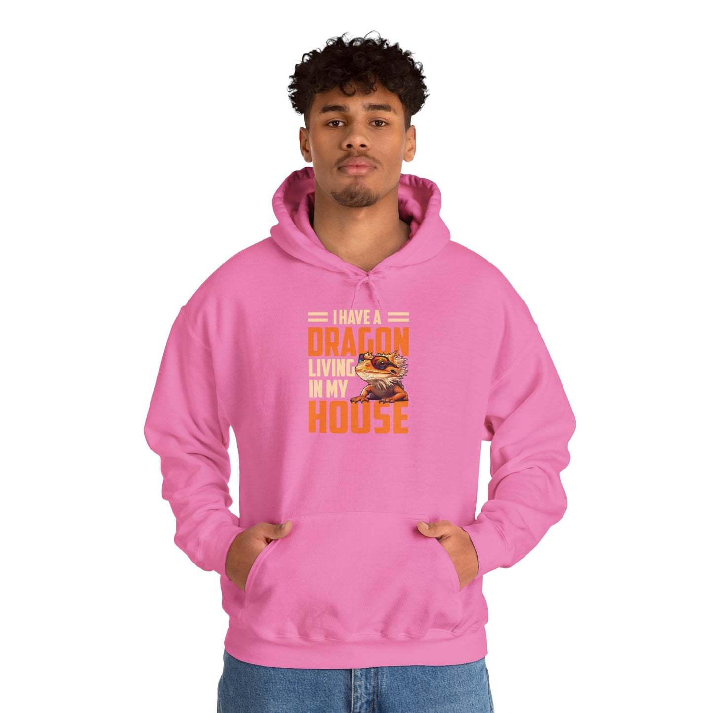 "Dragon Living In My House" Unisex Hooded Sweatshirt with Bold Print - Great for Reptile Lovers