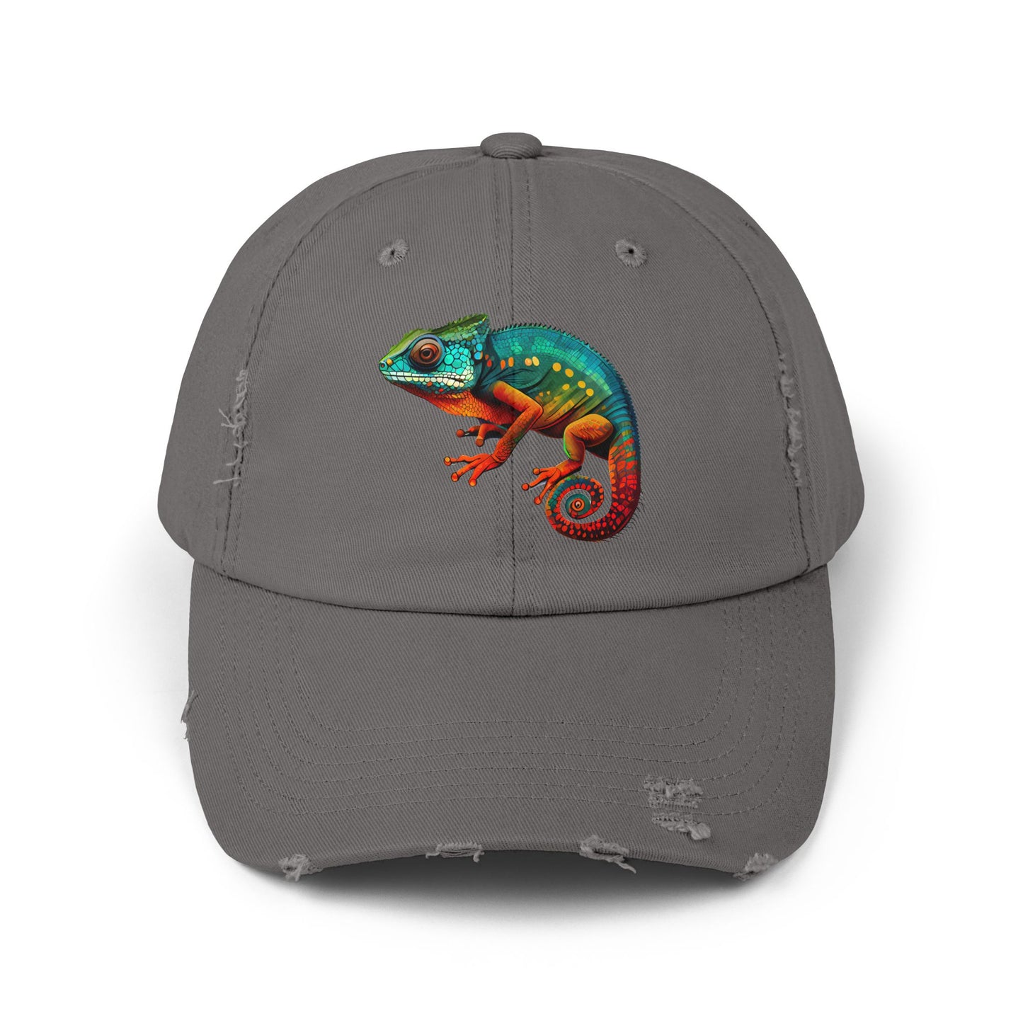 Chameleon Unisex Distressed Cap - Casual Streetwear Hat for Everyday Use - Great for Reptile Lovers