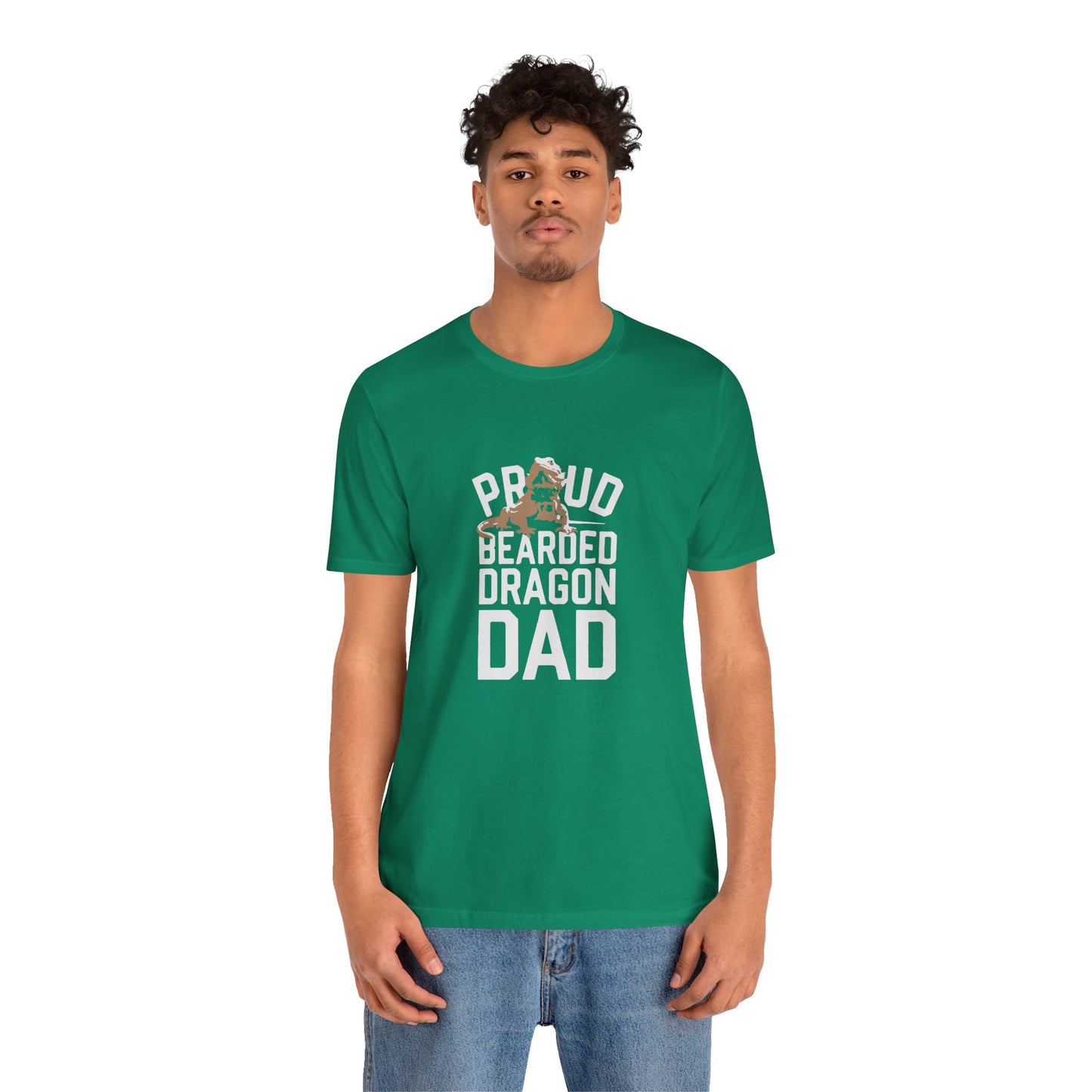 "Proud Bearded Dragon Dad" Print Unisex Jersey Tee - Casual Everyday Wear - Great for Reptile Lovers