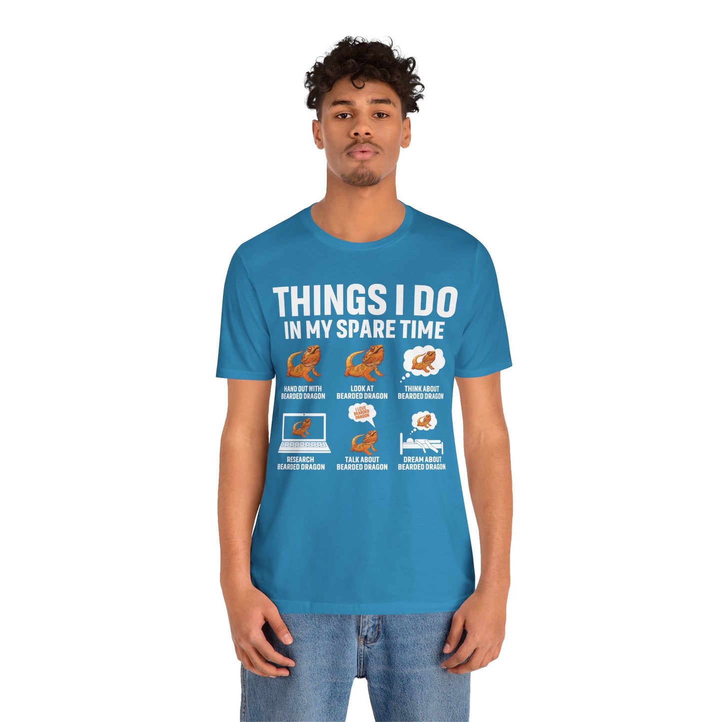"Things I Do in My Spare Time..Beardie" Unisex Jersey Tee - Casual Everyday Wear - Great for Reptile Lovers