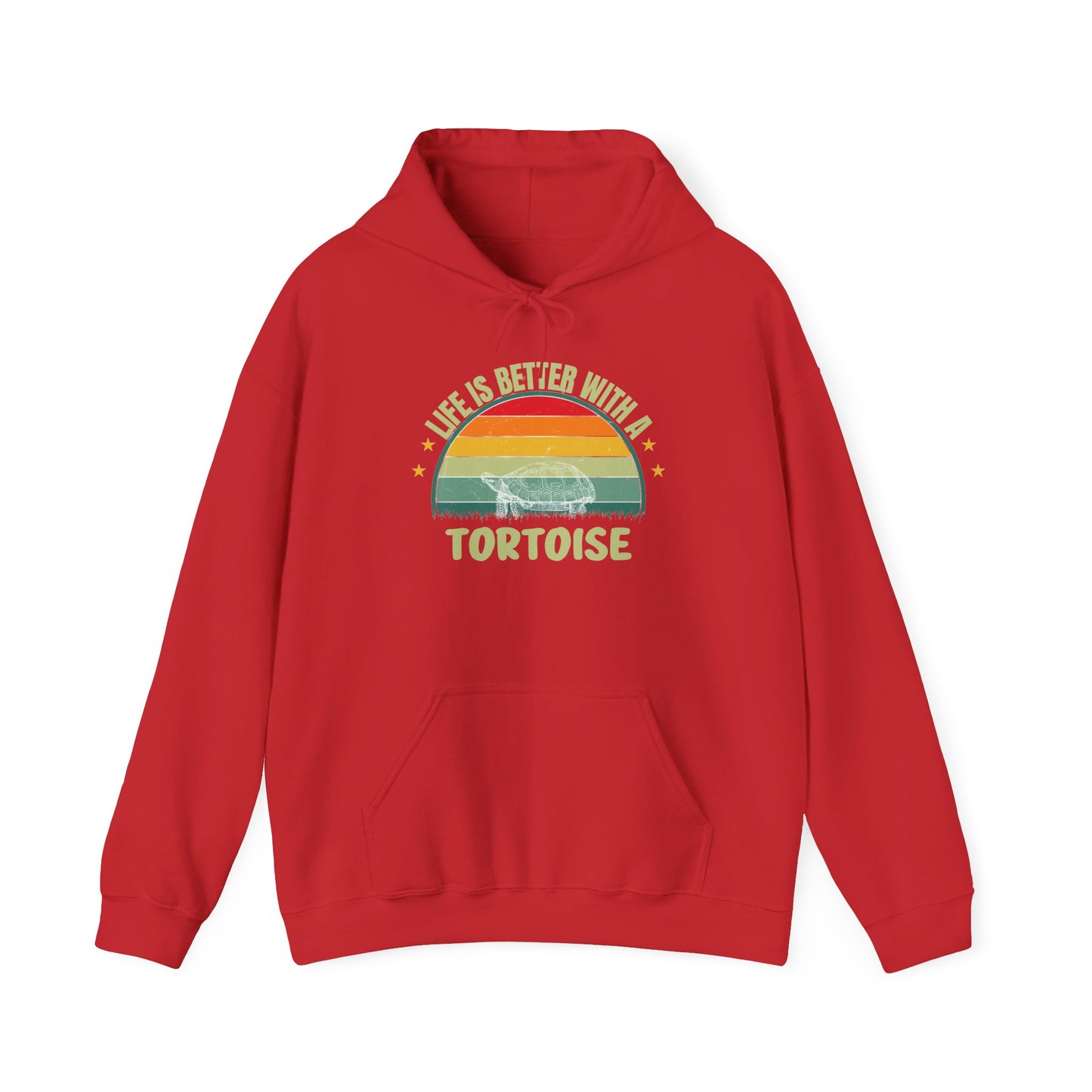"Life is Better with a Tortoise" Unisex Hooded Sweatshirt with Bold Print - Great for Reptile Lovers