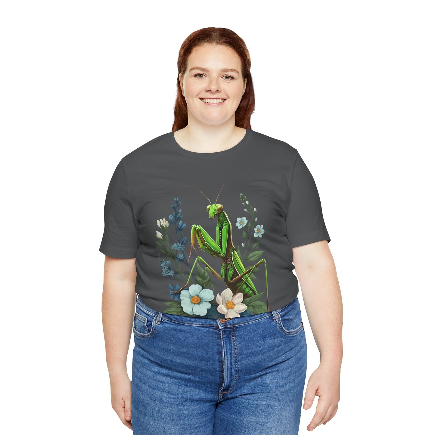 Mantis in the Flowers Unisex Jersey Tee - Casual Everyday Wear - Great for Insect Lovers