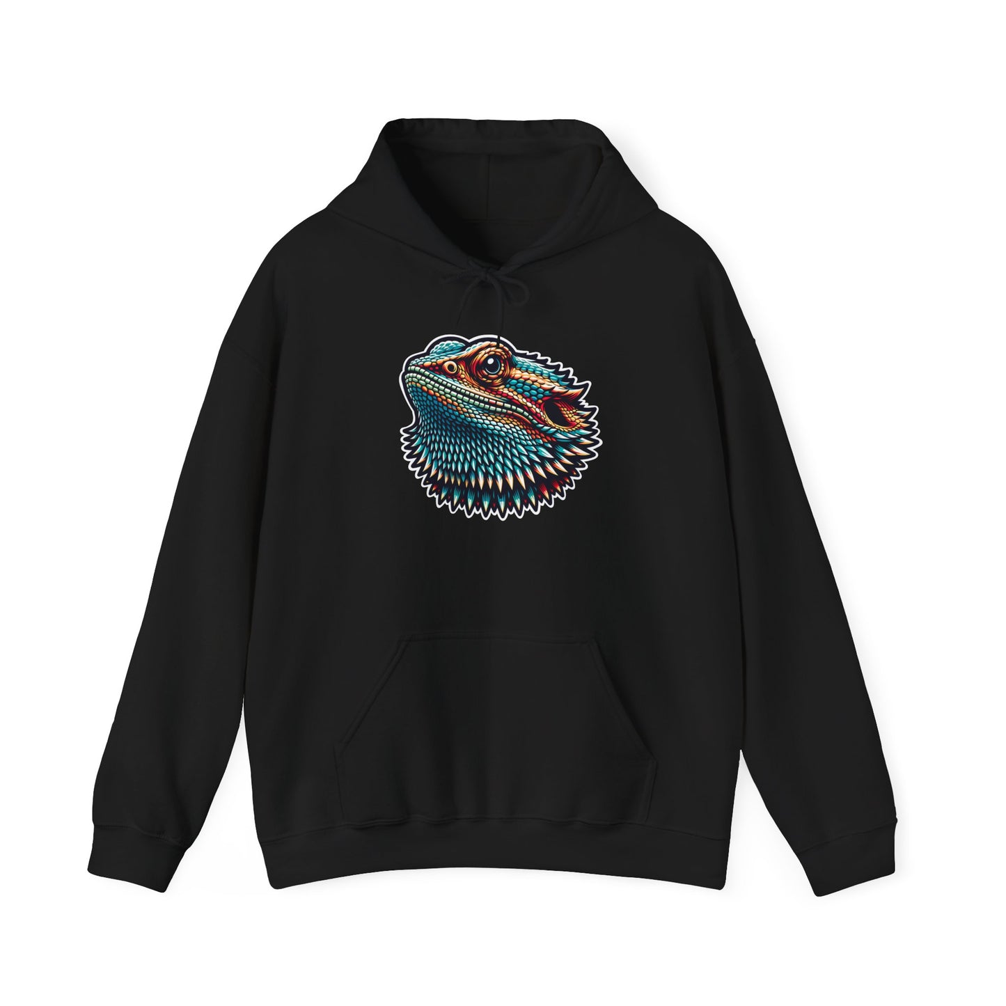 Beardie Head Unisex Hooded Sweatshirt with Bold Print - Great for Reptile Lovers