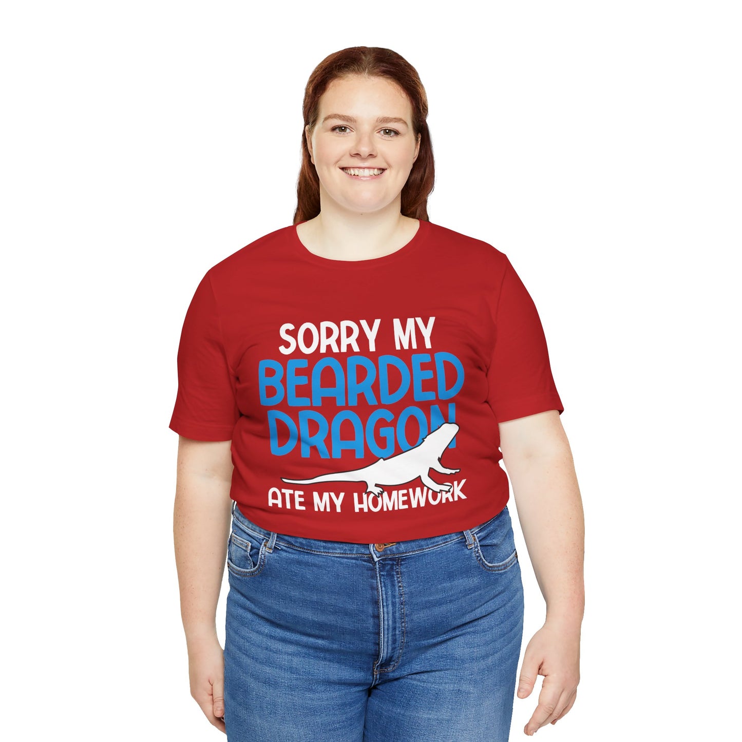 "Bearded Dragon Ate My Homework" Unisex Jersey Tee - Casual Everyday Wear - Great for Reptile Lovers