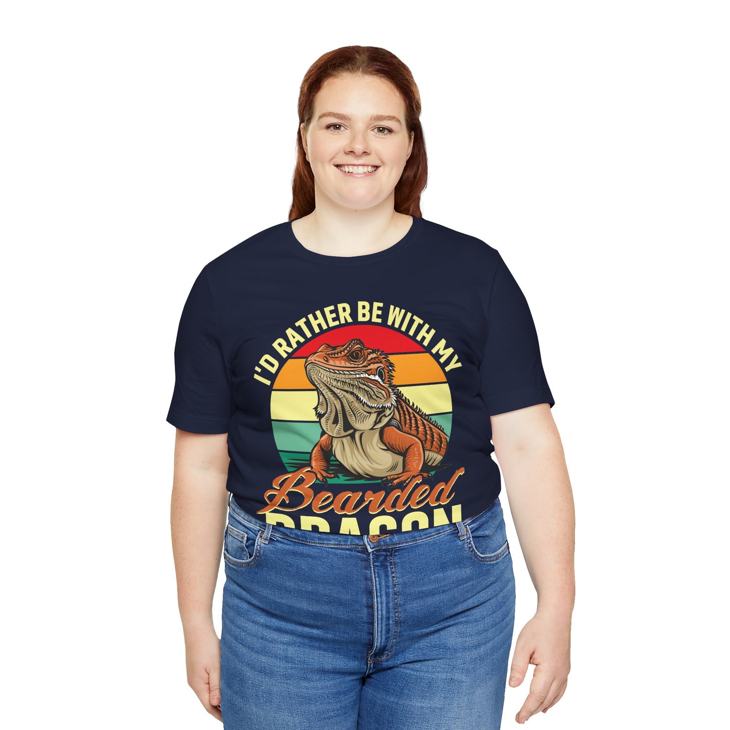"I'd Rather Be With My Bearded Dragon" Print Unisex Jersey Tee - Casual Everyday Wear - Great for Reptile Lovers