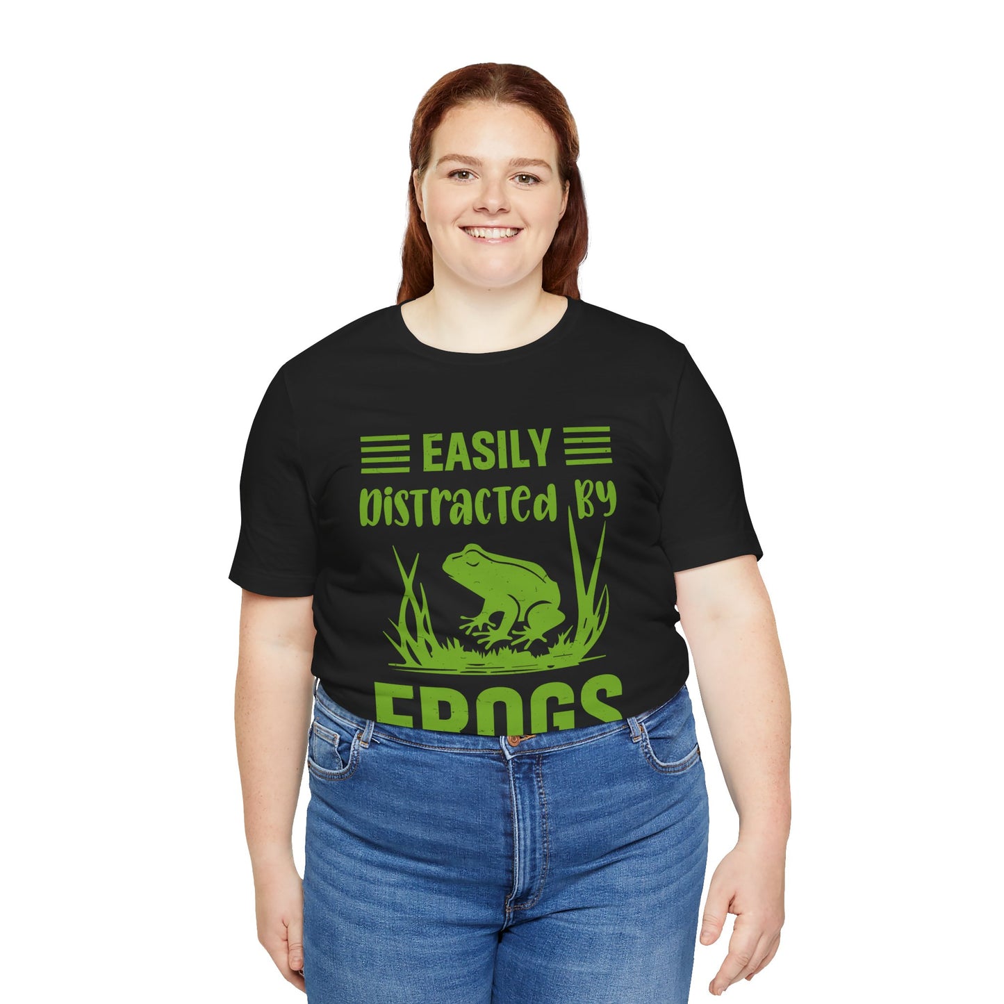 "Easily Distracted by Frogs" Print Unisex Jersey Tee - Casual Everyday Wear - Great for Reptile Lovers