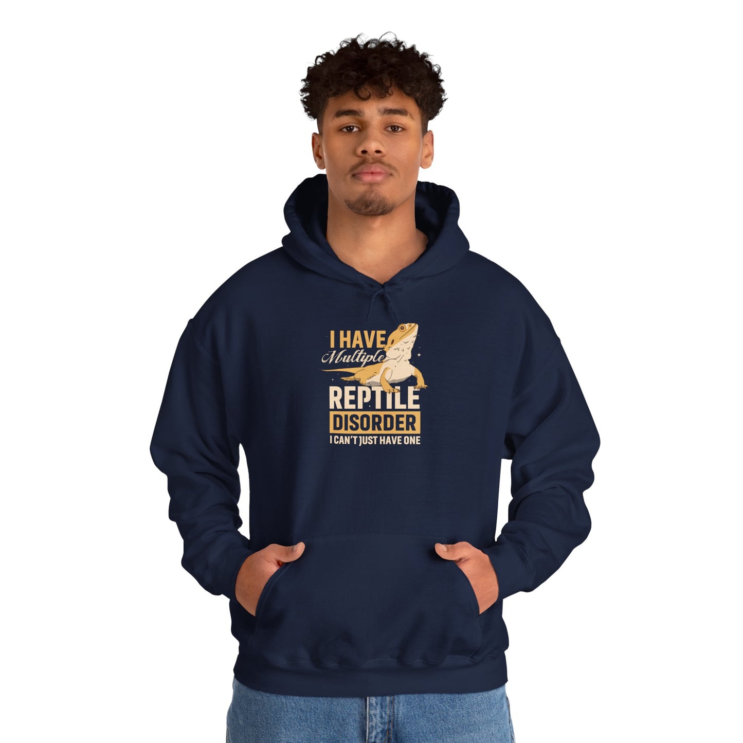 "Multiple Reptile Disorder" Unisex Hooded Sweatshirt with Bold Print - Great for Reptile Lovers