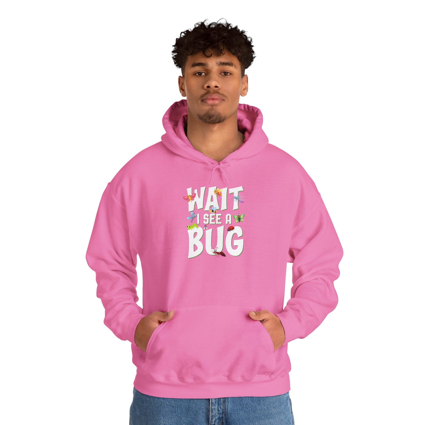 "Wait I See a Bug" Cozy Unisex Hooded Sweatshirt with Bold Print - Great for Insect Lovers