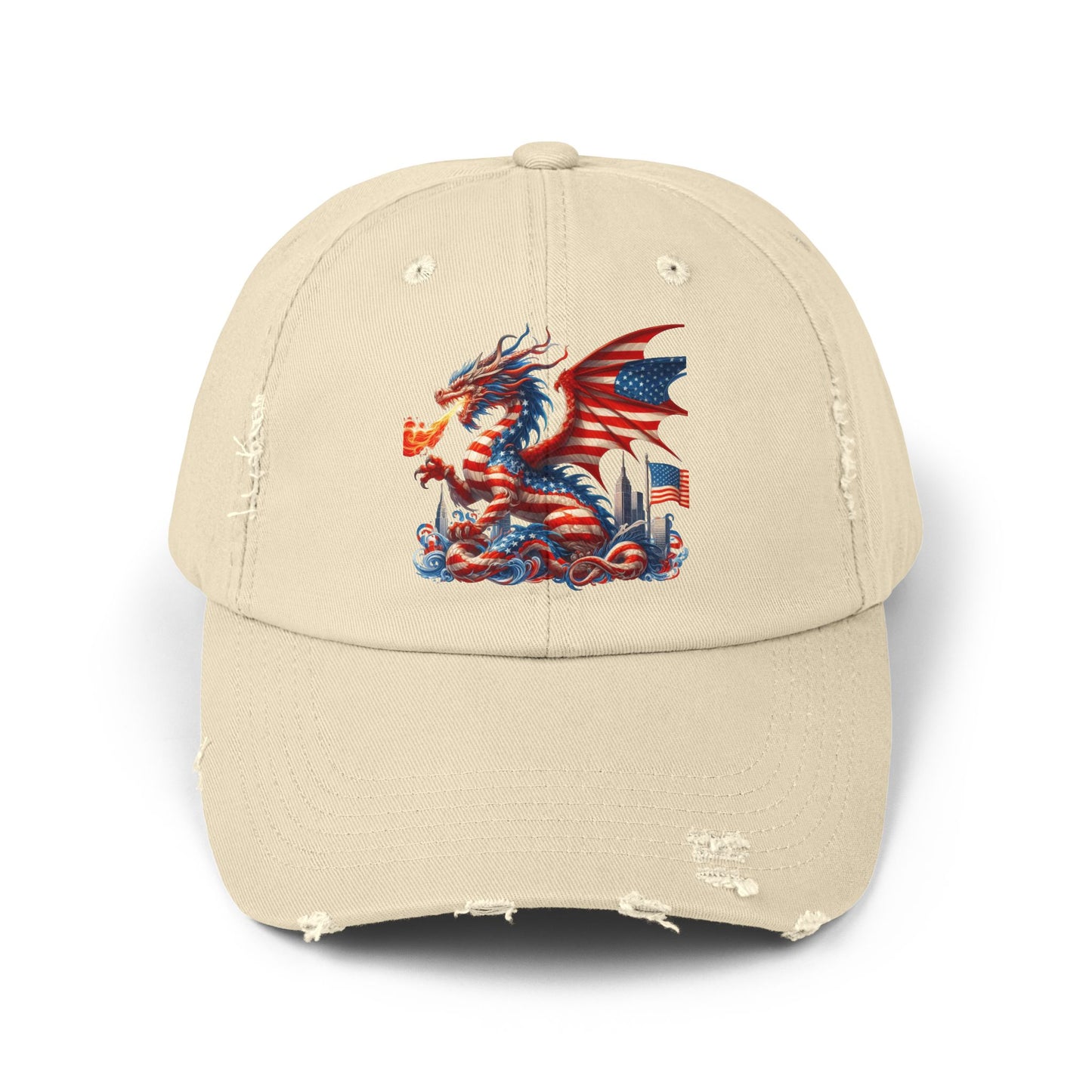 Dragon Flag Unisex Distressed Cap - Casual Streetwear Hat for Everyday Use - Great for Reptile Lovers