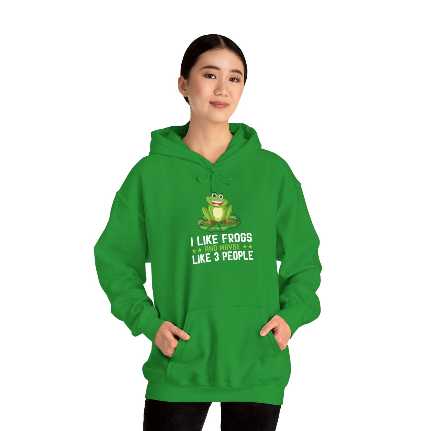 "Frogs and Maybe 3 People" Unisex Hooded Sweatshirt with Bold Print - Great for Frog Lovers