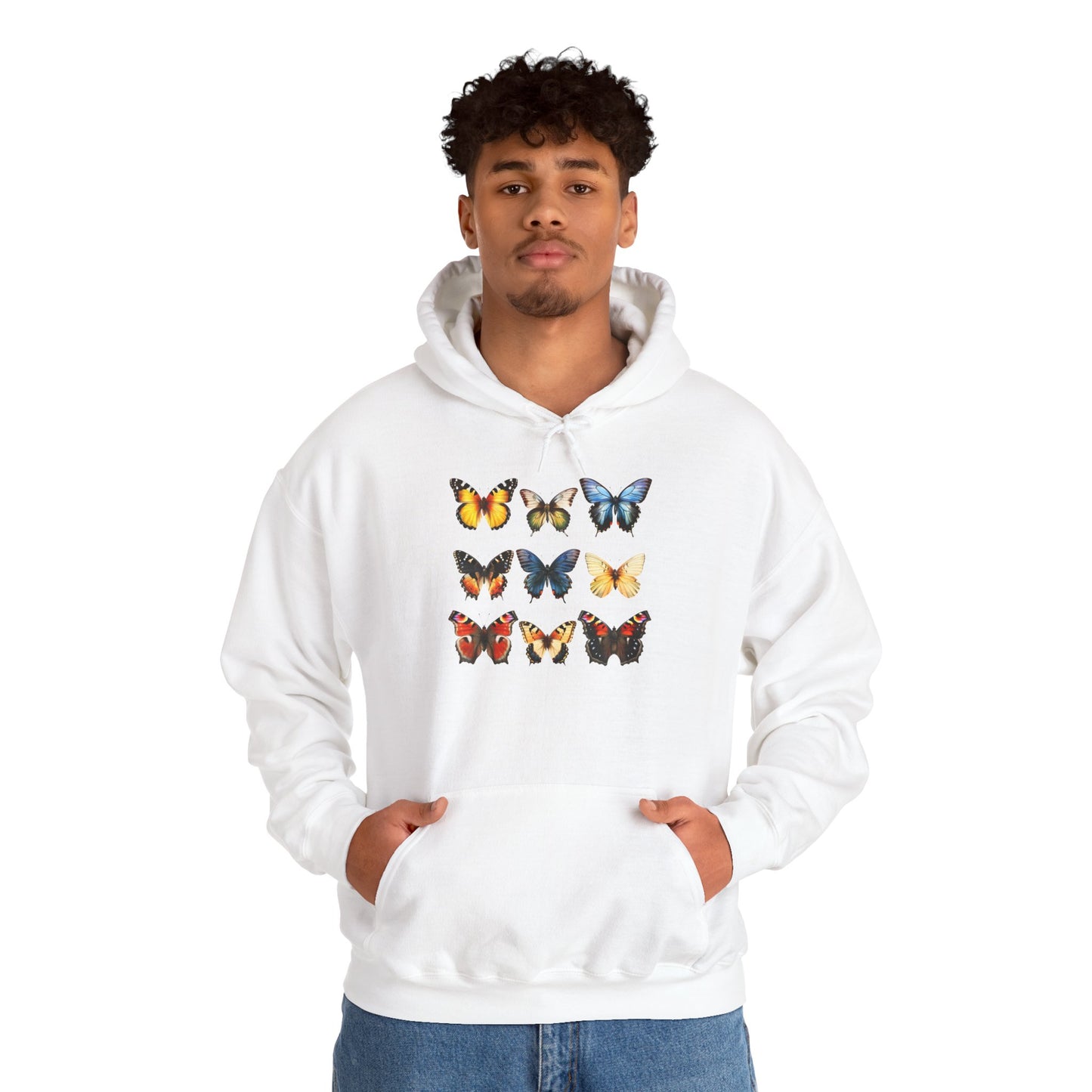 Butterflies Cozy Unisex Hooded Sweatshirt with Bold Print - Great for Insect Lovers