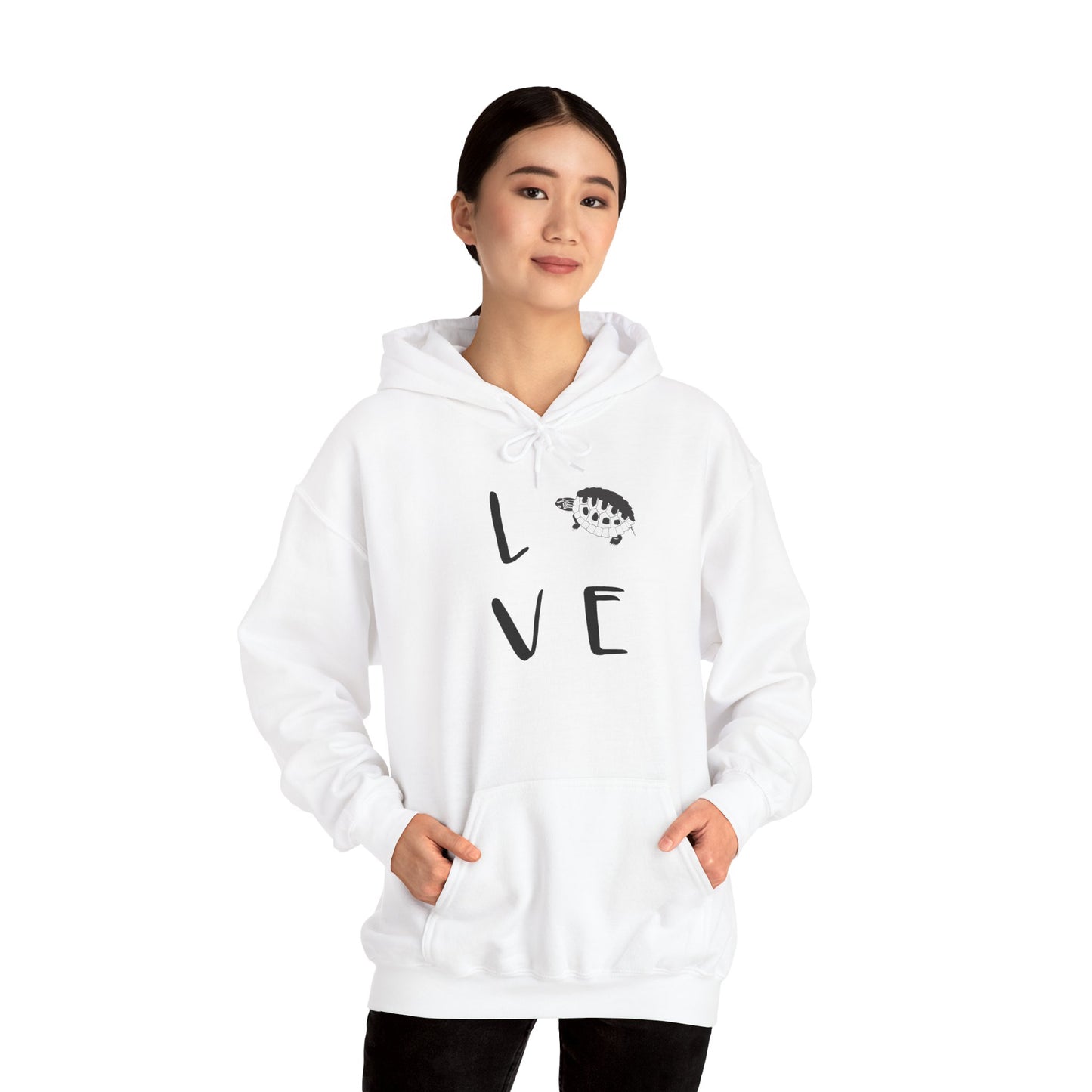 Turtle Love Cozy Unisex Hooded Sweatshirt with Bold Print - Great for Reptile Lovers