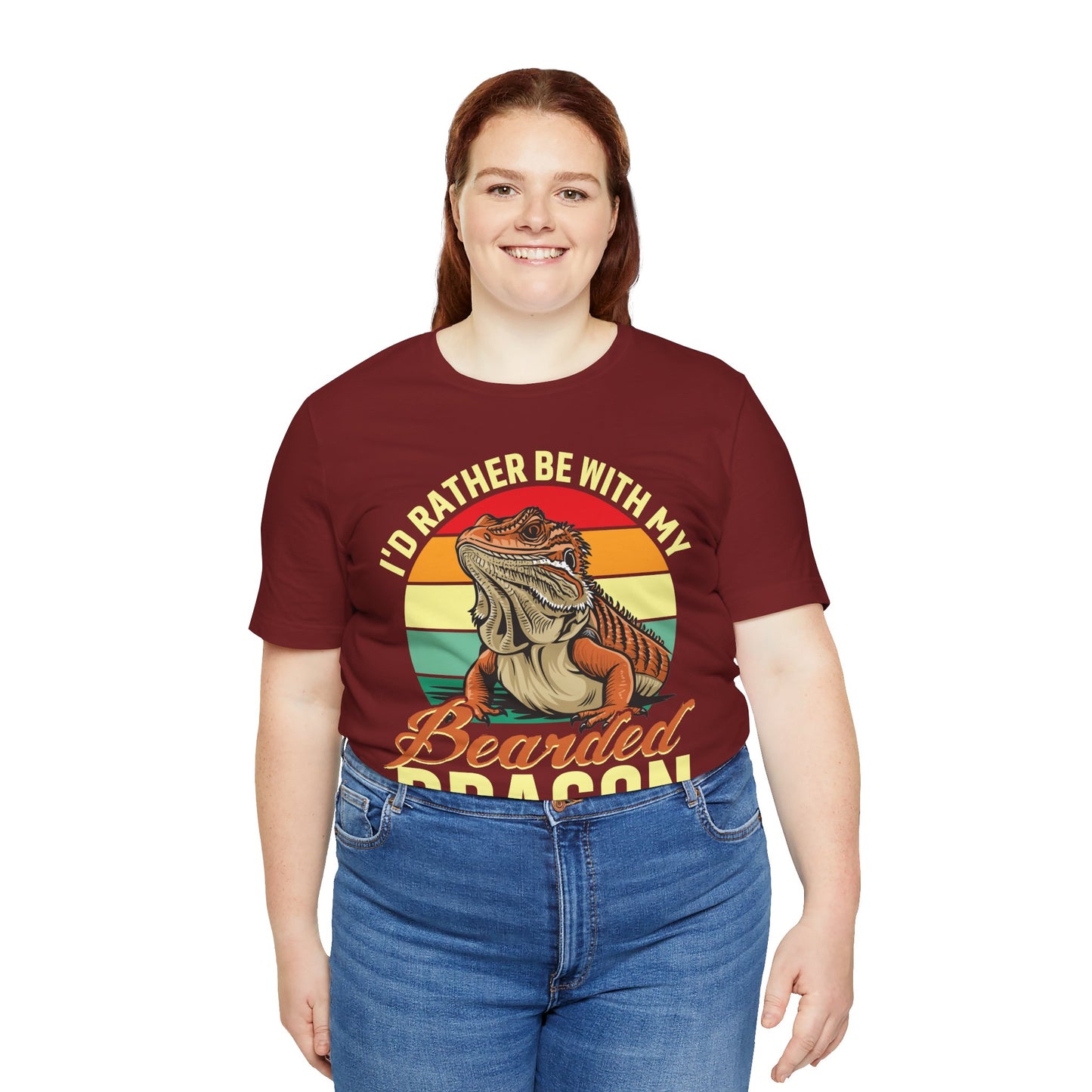 "I'd Rather Be With My Bearded Dragon" Print Unisex Jersey Tee - Casual Everyday Wear - Great for Reptile Lovers