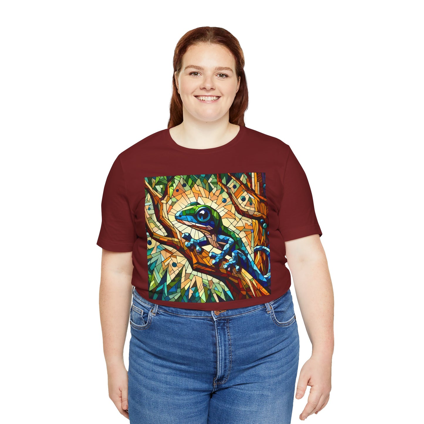Stained Glass Lizard Unisex Jersey Tee - Casual Everyday Wear - Great for Reptile Lovers