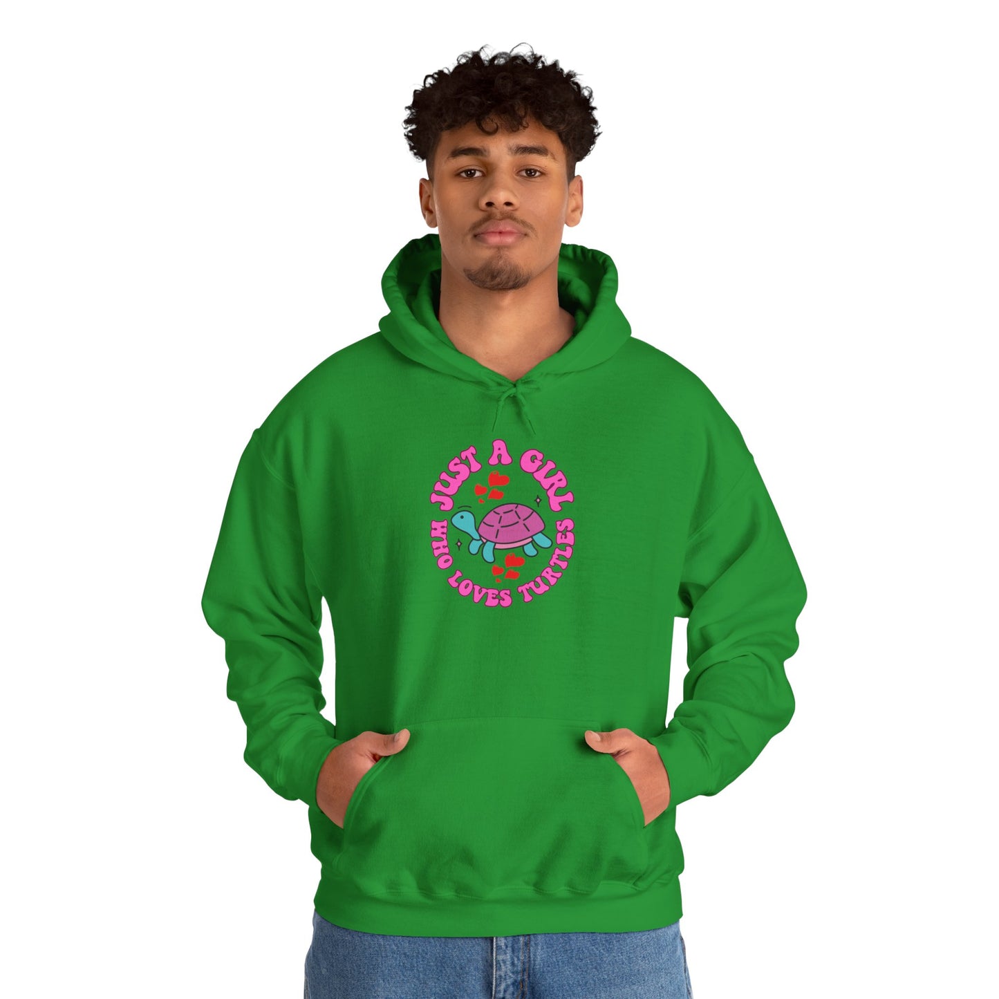 "Just a Girl Who Loves Turtles" Unisex Hooded Sweatshirt with Bold Print - Great for Reptile Lovers