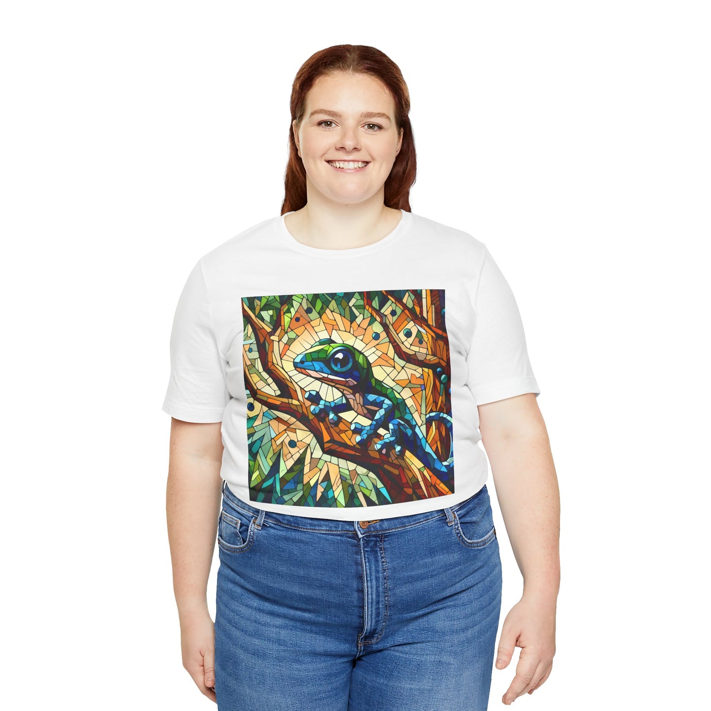 Stained Glass Lizard Unisex Jersey Tee - Casual Everyday Wear - Great for Reptile Lovers