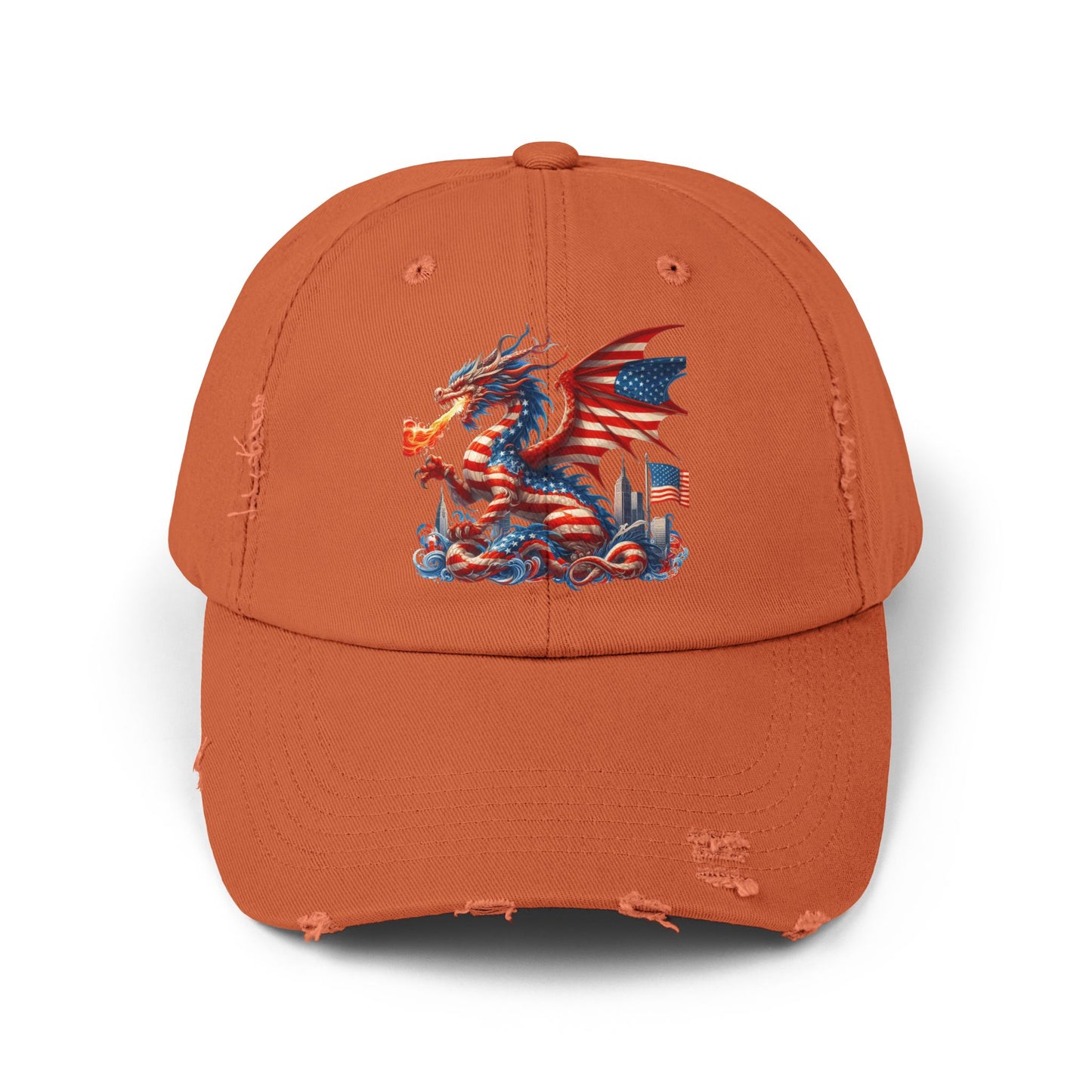 Dragon Flag Unisex Distressed Cap - Casual Streetwear Hat for Everyday Use - Great for Reptile Lovers