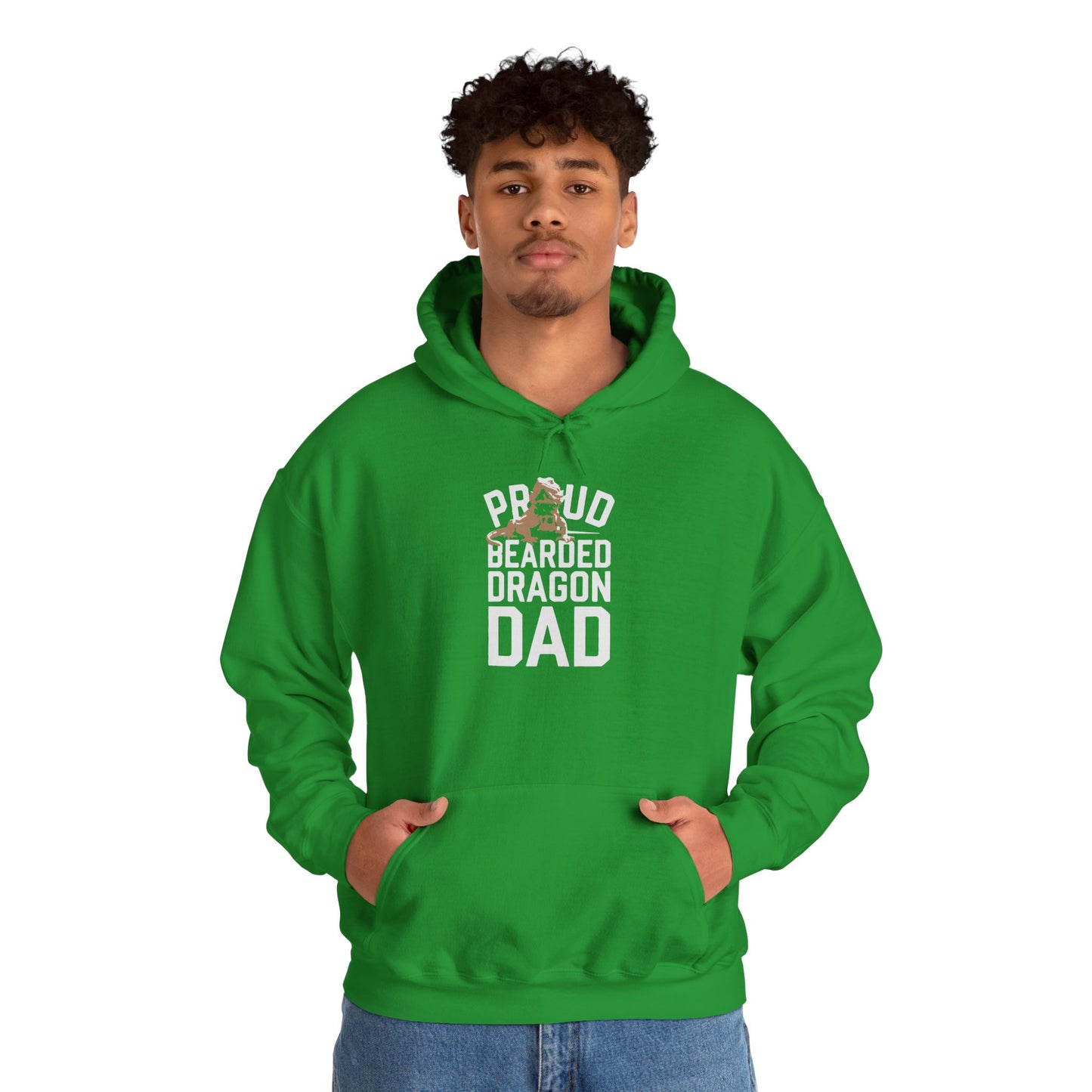 "Proud Bearded Dragon Dad" Unisex Hooded Sweatshirt with Bold Print - Great for Reptile Lovers