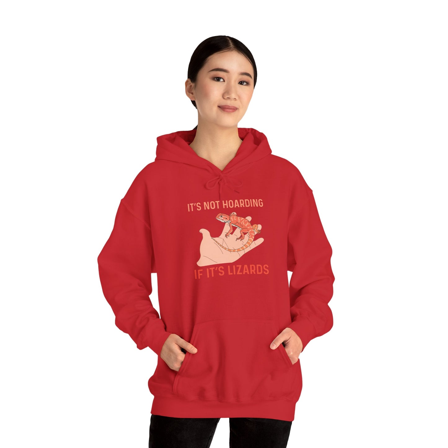 "Not Hoarding If It's Lizards"" Unisex Hooded Sweatshirt with Bold Print - Great for Reptile Lovers