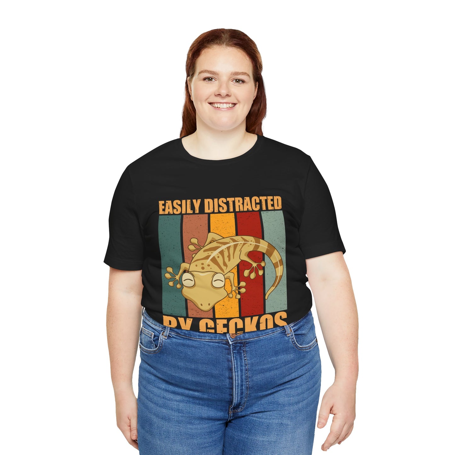 "Easily Distracted By Geckos" Unisex Jersey Tee - Casual Everyday Wear - Great for Reptile Lovers