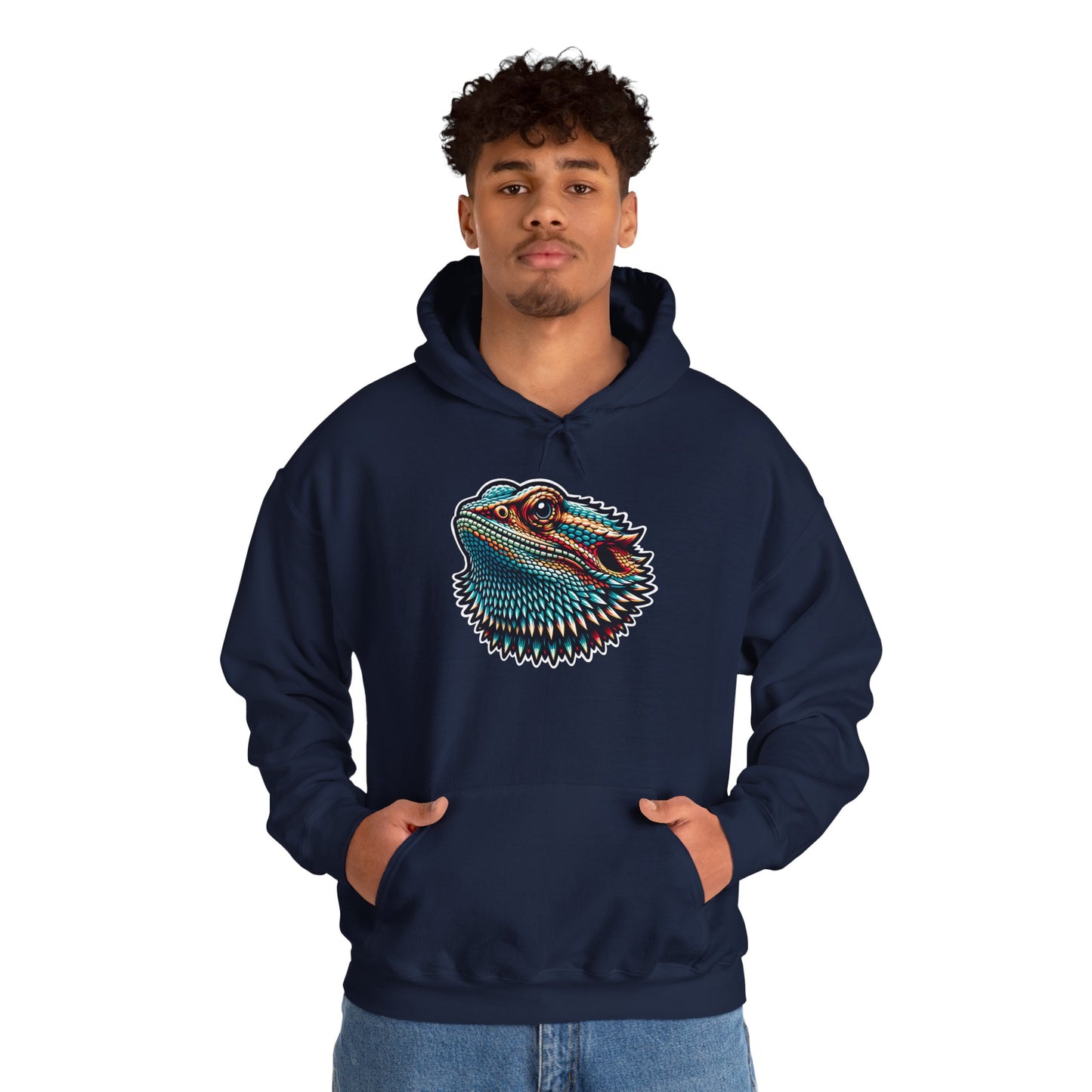 Beardie Head Unisex Hooded Sweatshirt with Bold Print - Great for Reptile Lovers