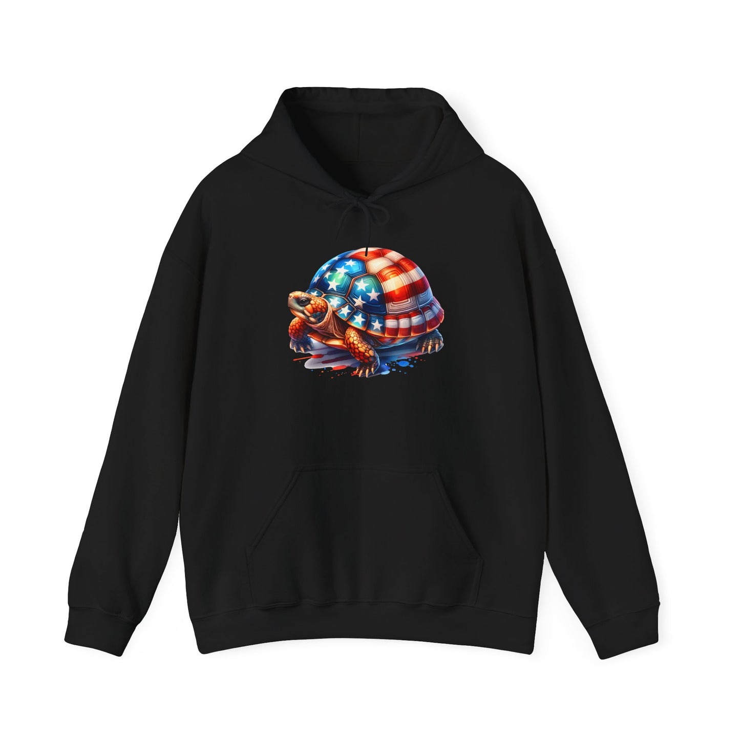 Flag Turtle Cozy Unisex Hooded Sweatshirt with Bold Print - Great for Reptile Lovers