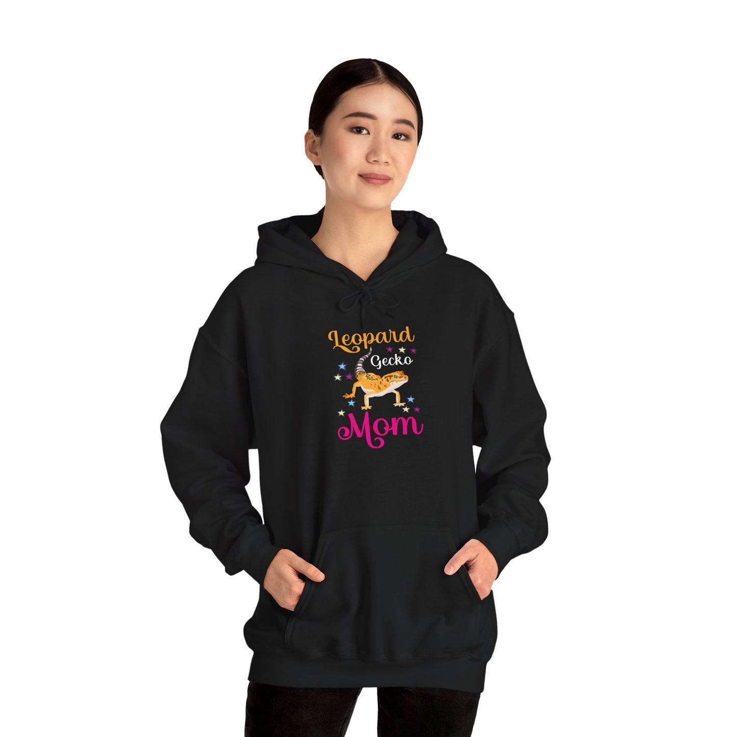 "Leopard Mom" Unisex Hooded Sweatshirt with Bold Print - Great for Reptile Lovers