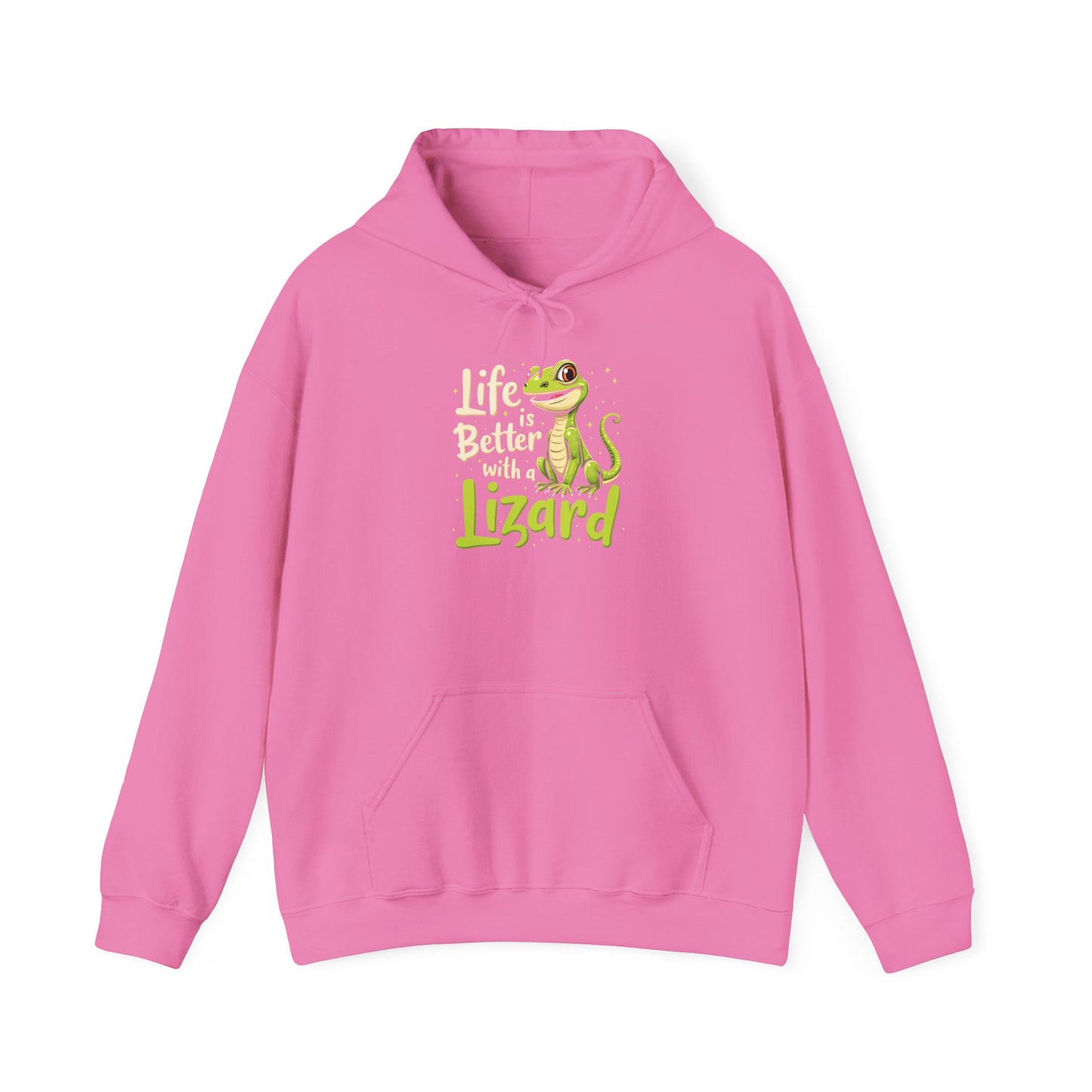 "Life is Better with a Lizard" Cozy Unisex Hooded Sweatshirt with Bold Print - Great for Reptile Lovers