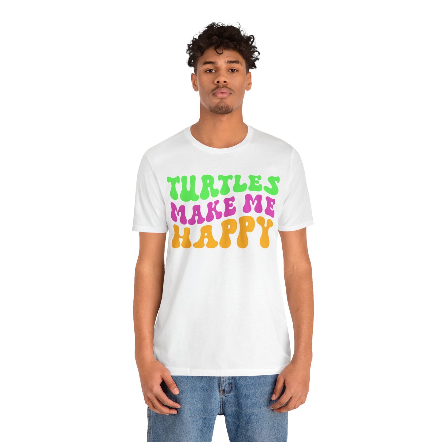 "Turtles Make Me Happy" Unisex Jersey Tee - Casual Everyday Wear - Great for Reptile Lovers