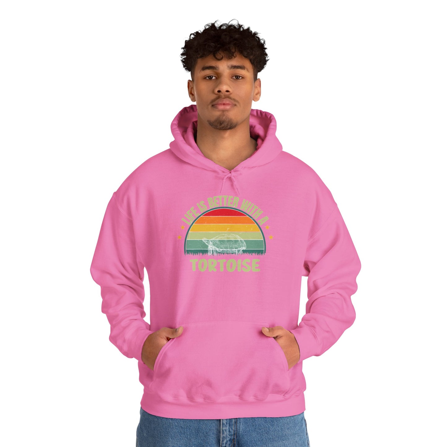 "Life is Better with a Tortoise" Unisex Hooded Sweatshirt with Bold Print - Great for Reptile Lovers