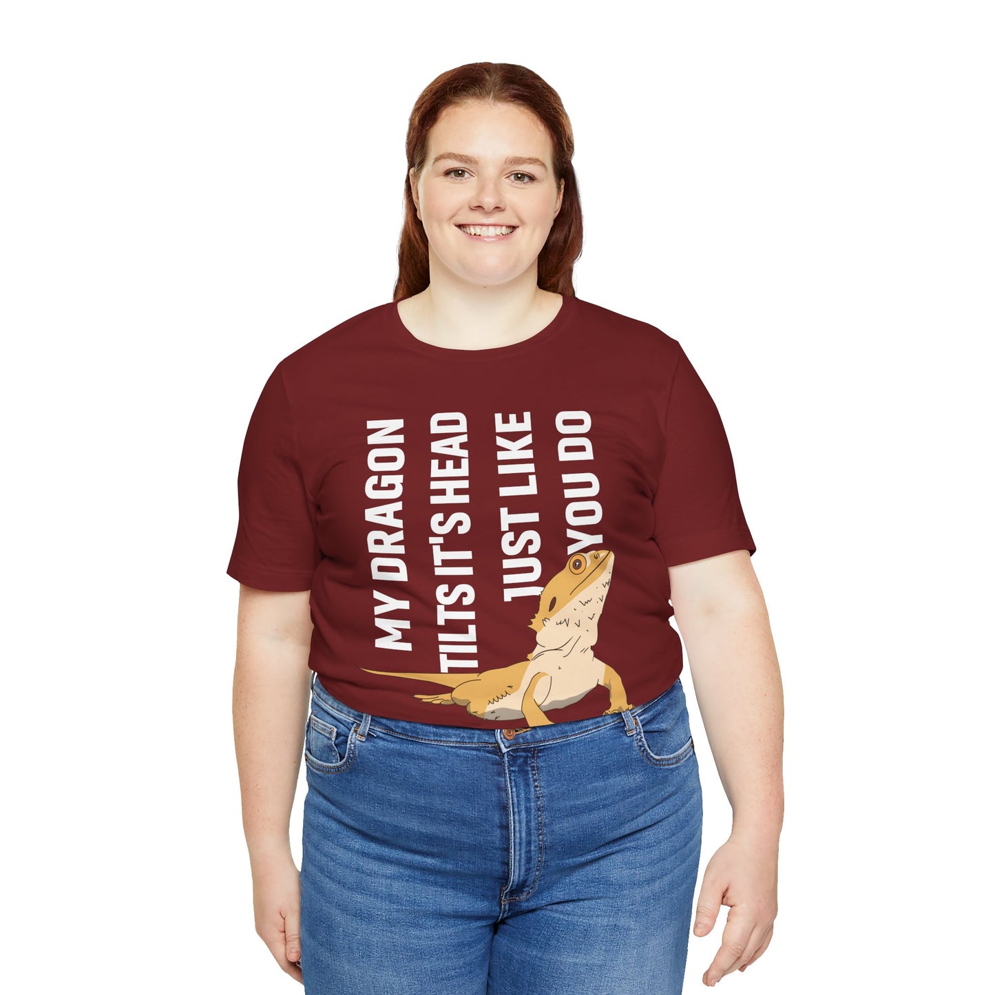 "My Dragon Tilts Its Head" Unisex Jersey Tee - Casual Everyday Wear - Great for Reptile Lovers