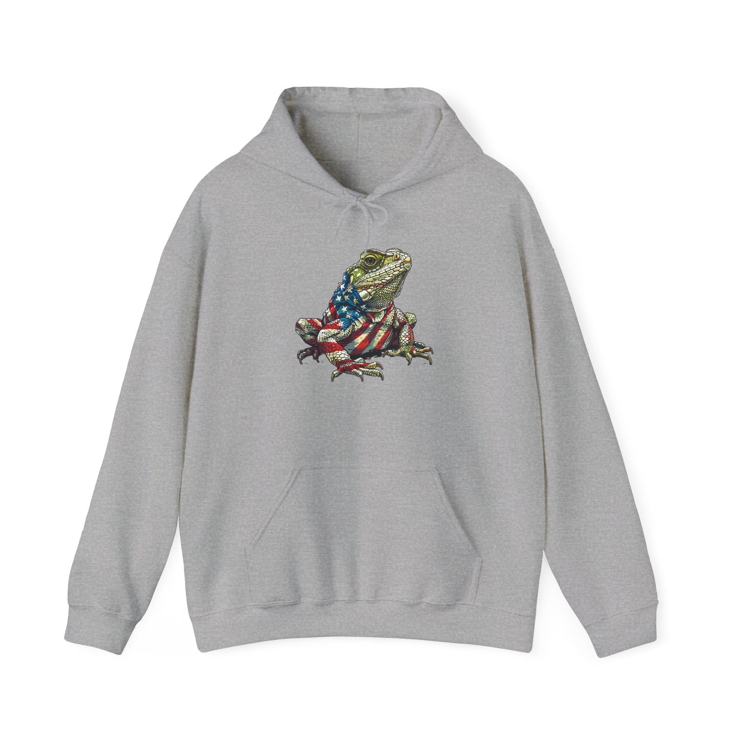 Flag Lizard Cozy Unisex Hooded Sweatshirt with Bold Print - Great for Reptile Lovers
