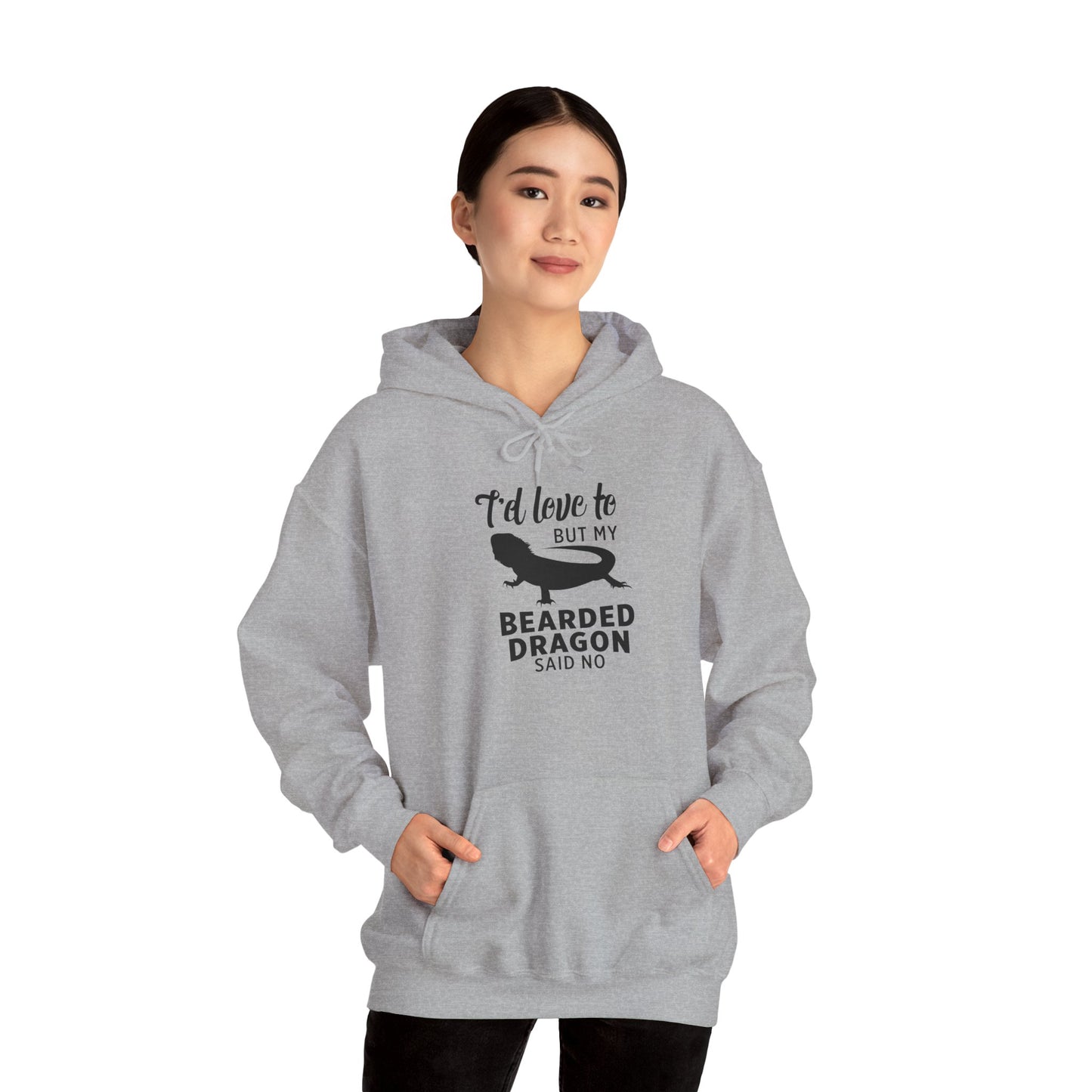 "Bearded Dragon Said No" Cozy Unisex Hooded Sweatshirt with Bold Print - Great for Reptile Lovers