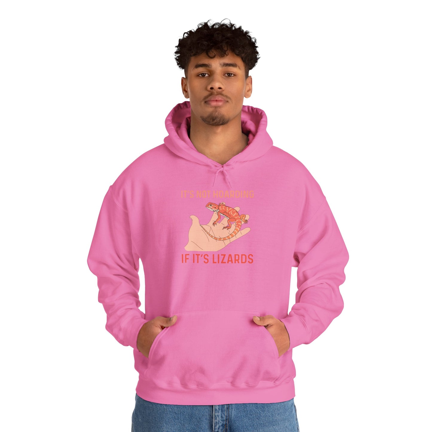 "Not Hoarding If It's Lizards"" Unisex Hooded Sweatshirt with Bold Print - Great for Reptile Lovers