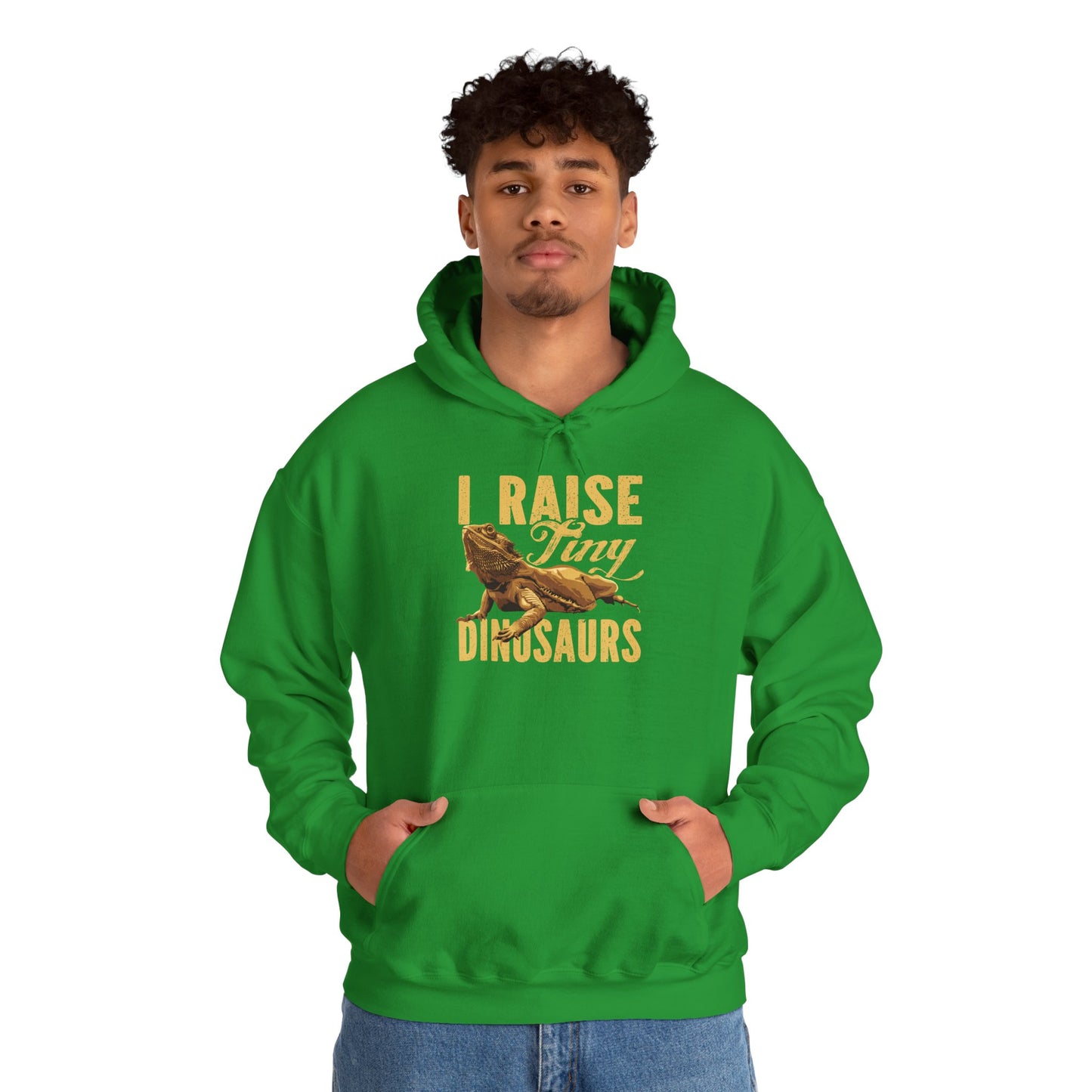 "I Raise Tiny Dinosaurs" Cozy Unisex Hooded Sweatshirt with Bold Print - Great for Reptile Lovers