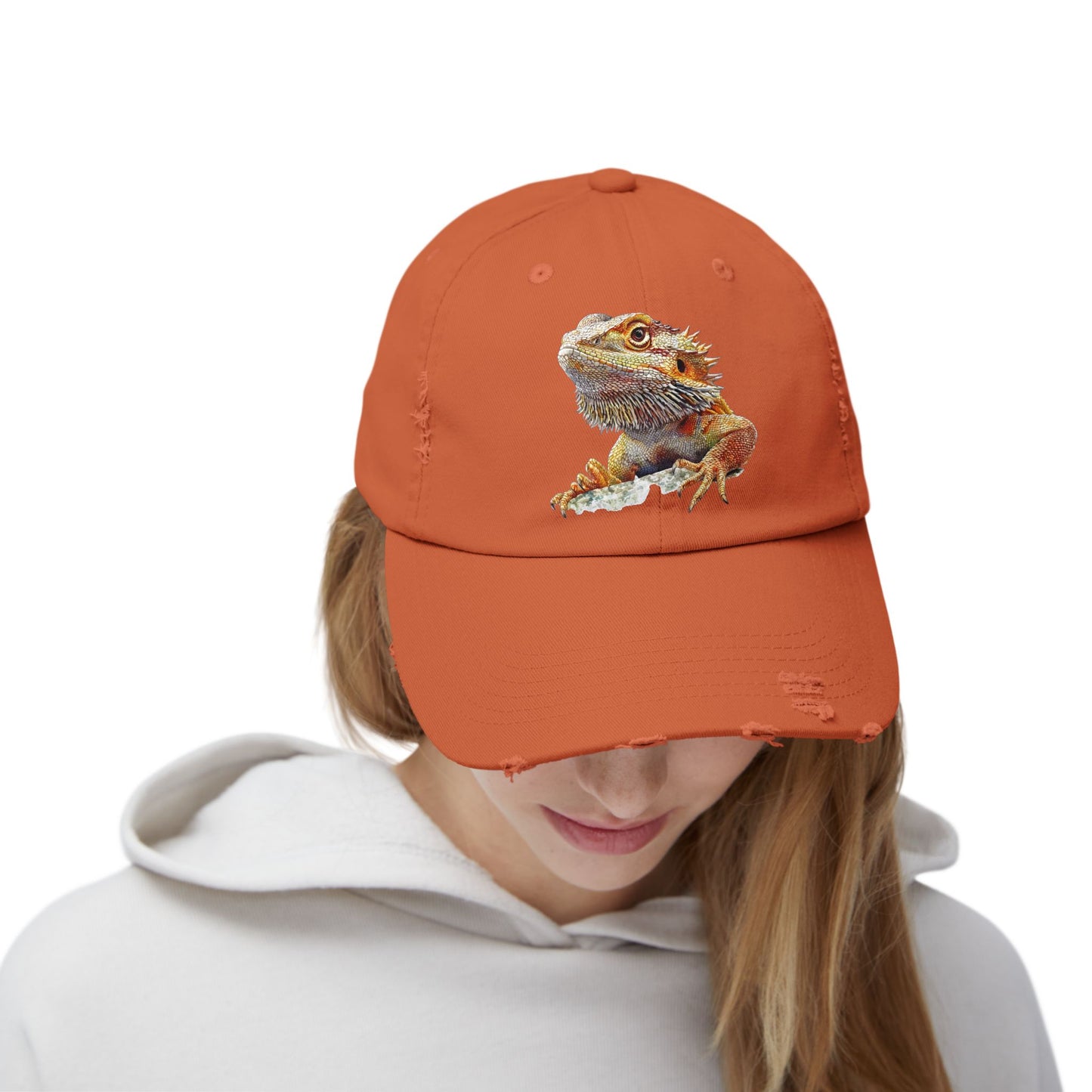 Bearded Dragon Unisex Distressed Cap - Casual Streetwear Hat for Everyday Use - Great for Reptile Lovers