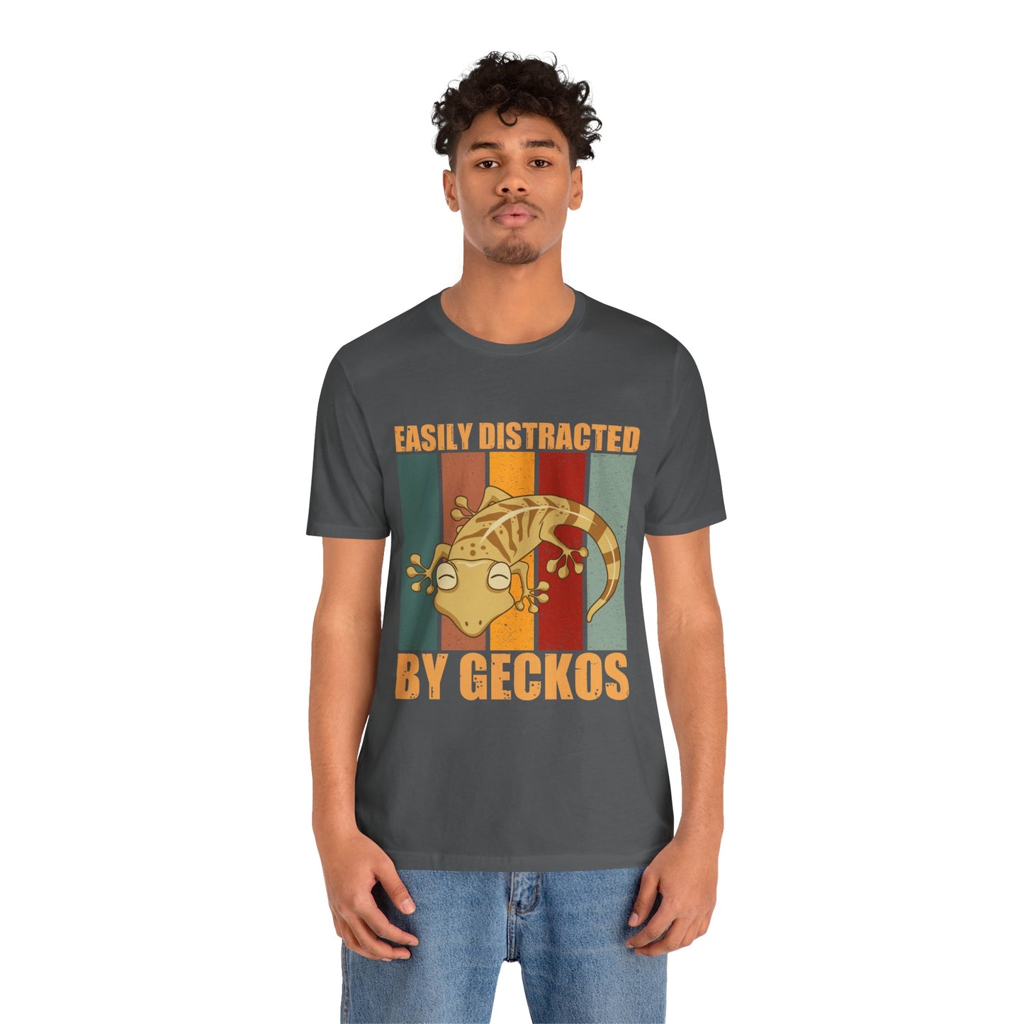 "Easily Distracted By Geckos" Unisex Jersey Tee - Casual Everyday Wear - Great for Reptile Lovers