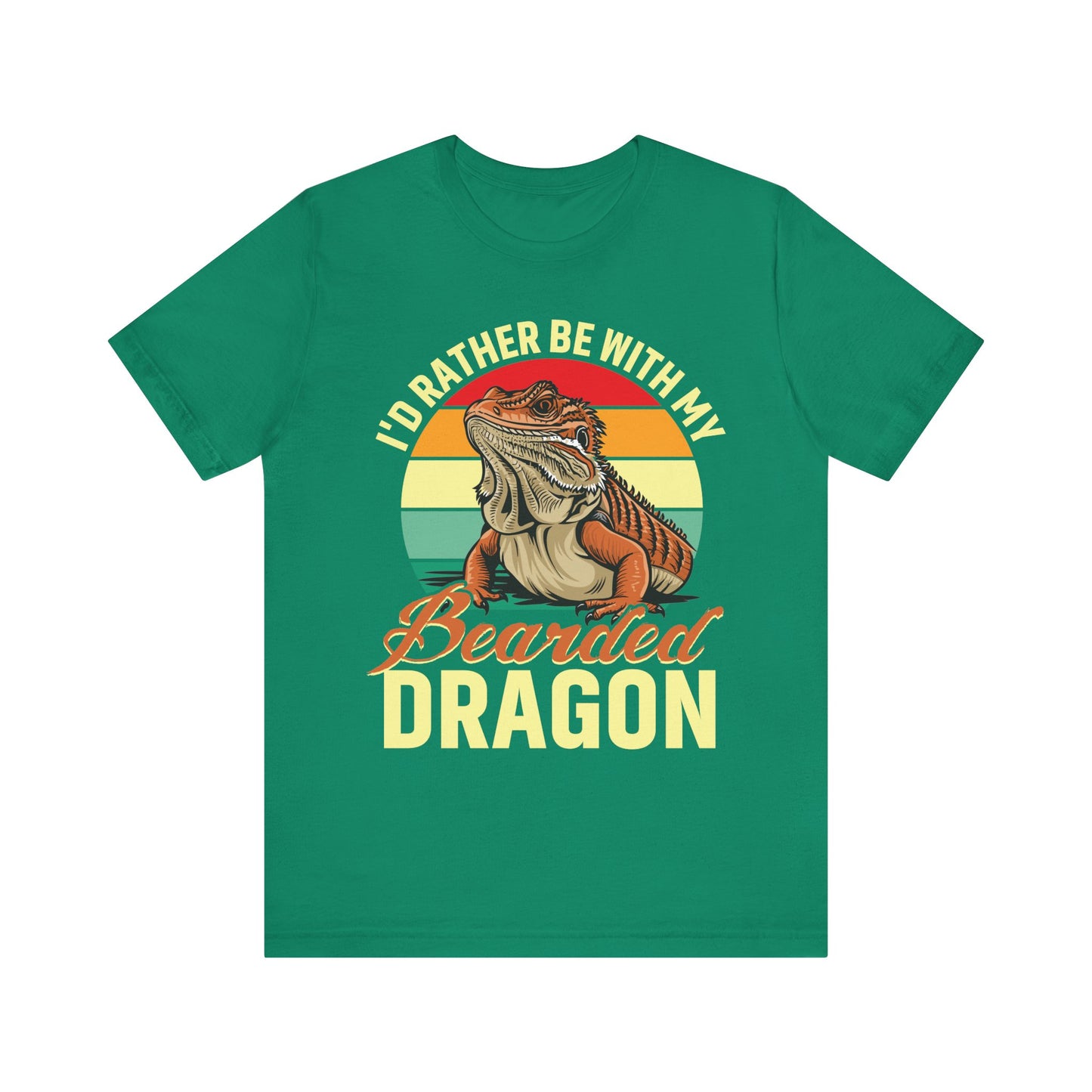 "I'd Rather Be With My Bearded Dragon" Print Unisex Jersey Tee - Casual Everyday Wear - Great for Reptile Lovers
