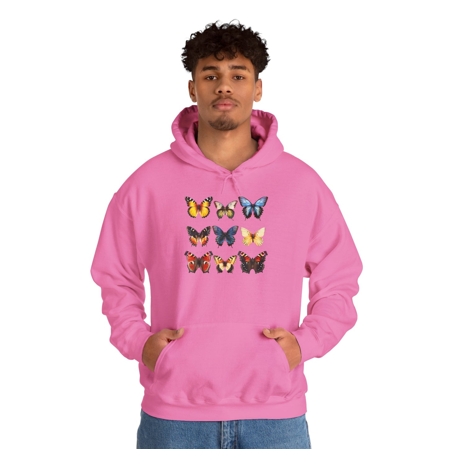 Butterflies Cozy Unisex Hooded Sweatshirt with Bold Print - Great for Insect Lovers