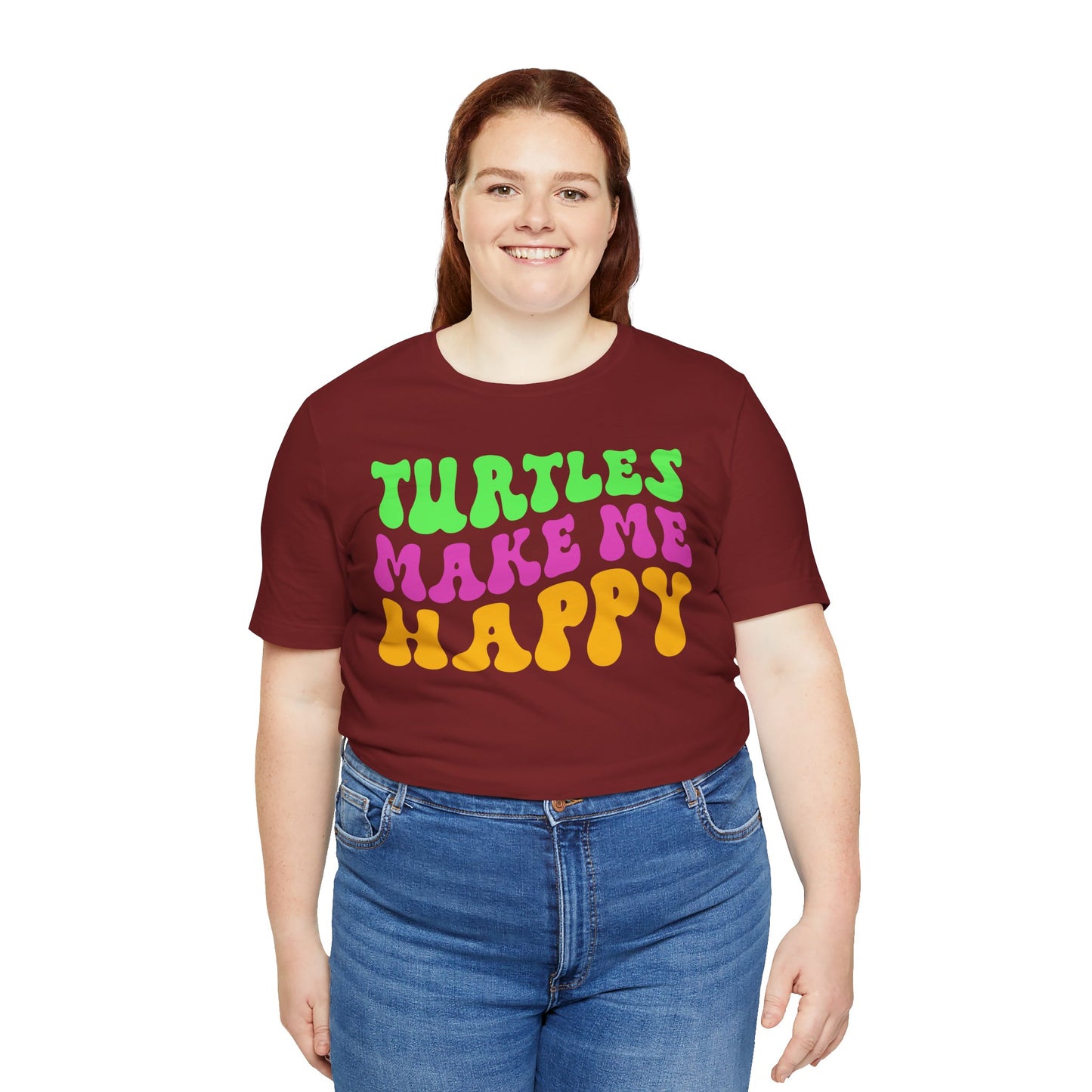 "Turtles Make Me Happy" Unisex Jersey Tee - Casual Everyday Wear - Great for Reptile Lovers