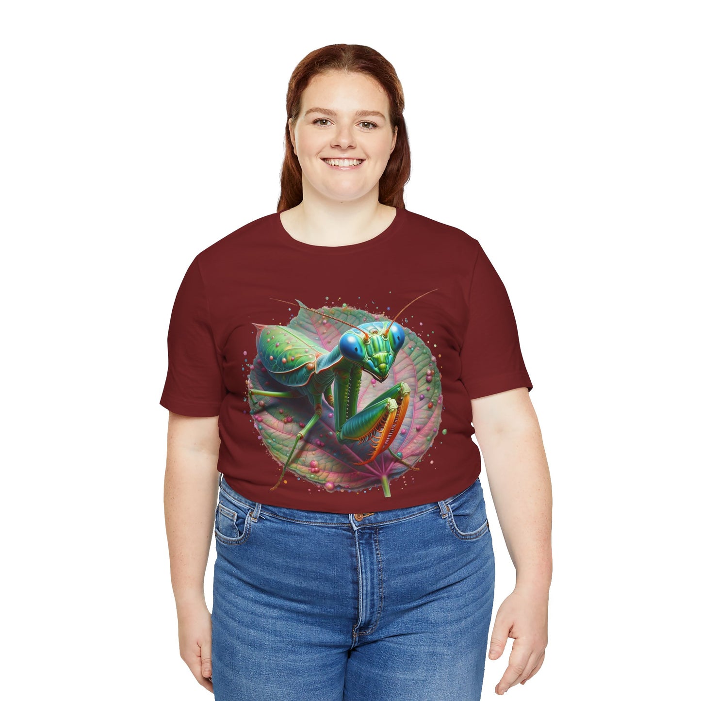 Mantis on a Leaf Unisex Jersey Tee - Casual Everyday Wear - Great for Reptile Lovers