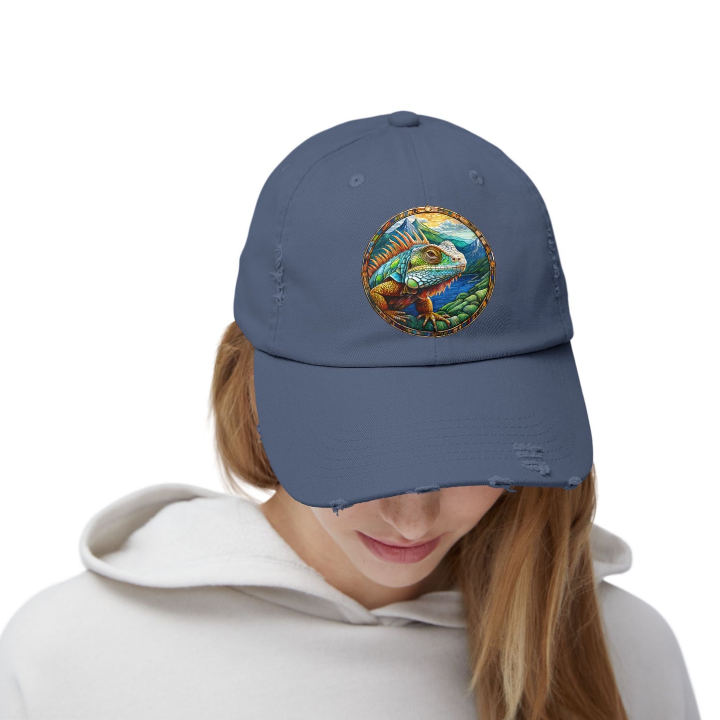 Iguana Unisex Distressed Cap - Casual Streetwear Hat for Everyday Use - Great for Reptile Lovers