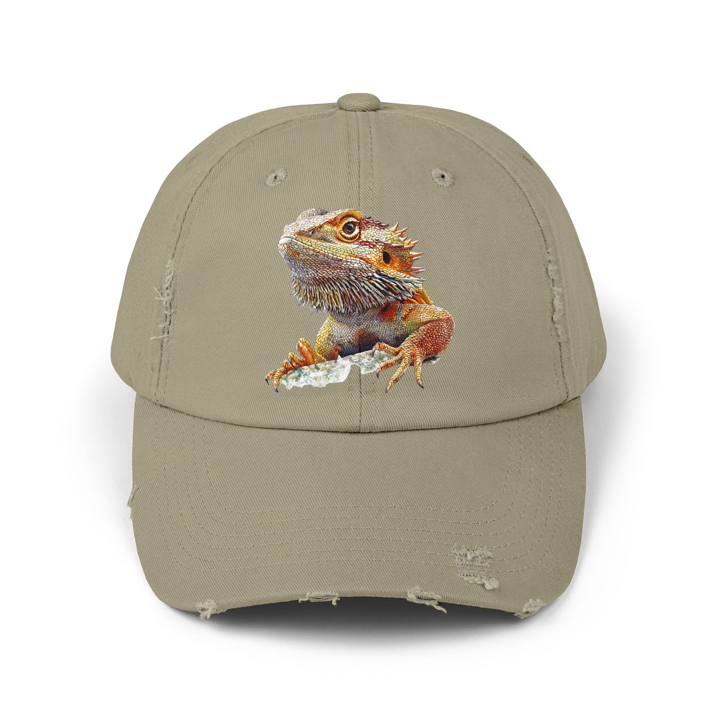 Bearded Dragon Unisex Distressed Cap - Casual Streetwear Hat for Everyday Use - Great for Reptile Lovers