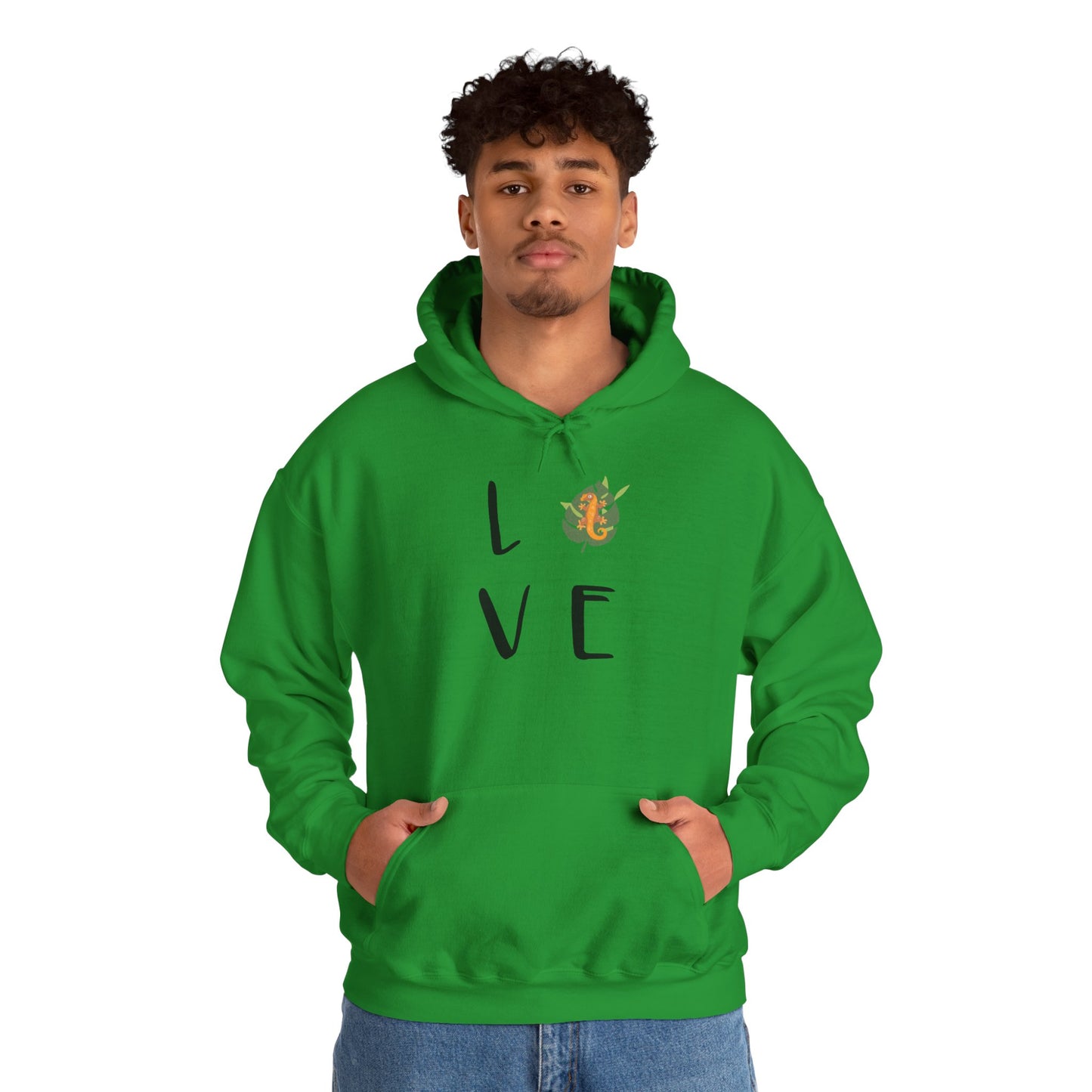 Crestie Love Cozy Unisex Hooded Sweatshirt with Bold Print - Great for Reptile Lovers